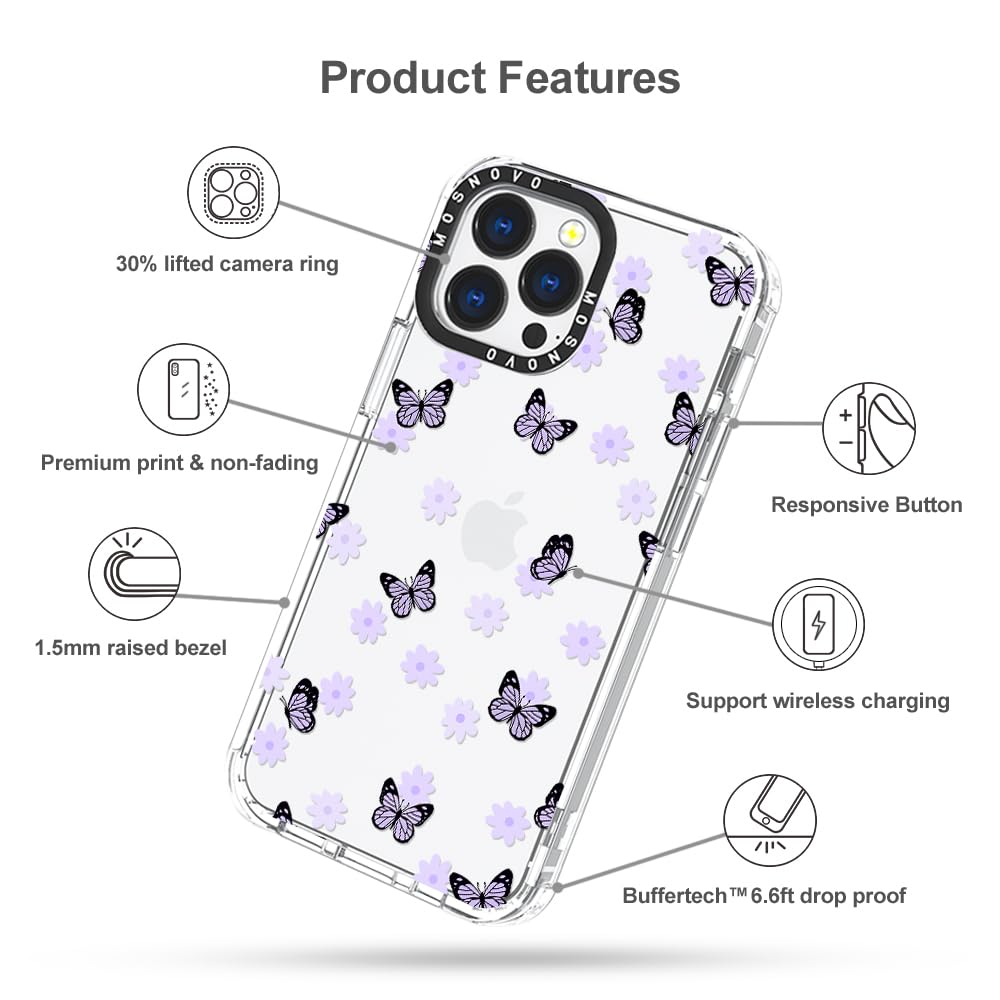 Foto 7 pulgar | Funda De Teléfono Mosnovo Para Iphone 13 Pro Lila Butterfly - Venta Internacional.