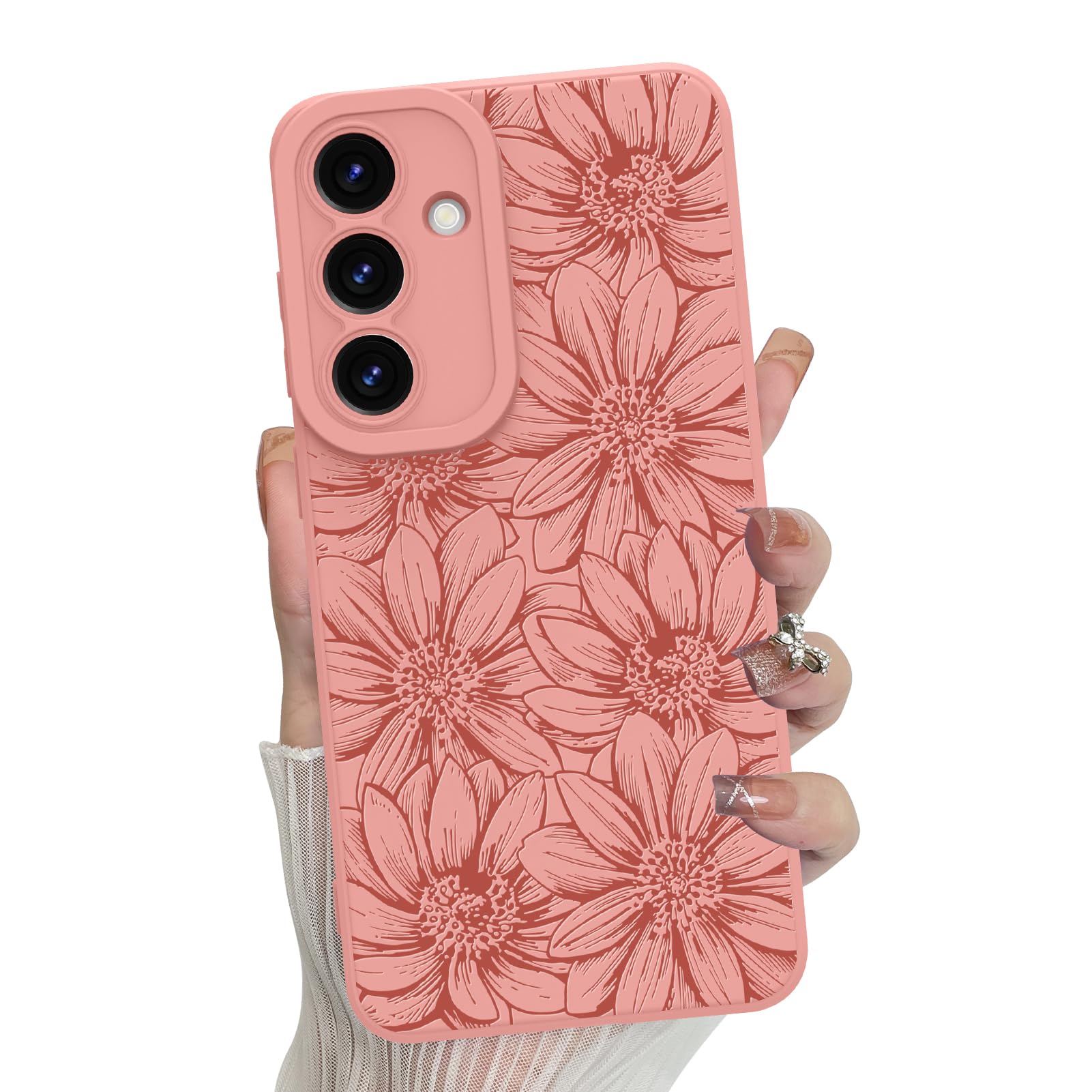 Foto 1 | Funda De Silicona Mzelq Con Estampado Floral Rosa Para Samsung Galaxy S25 - Venta Internacional.