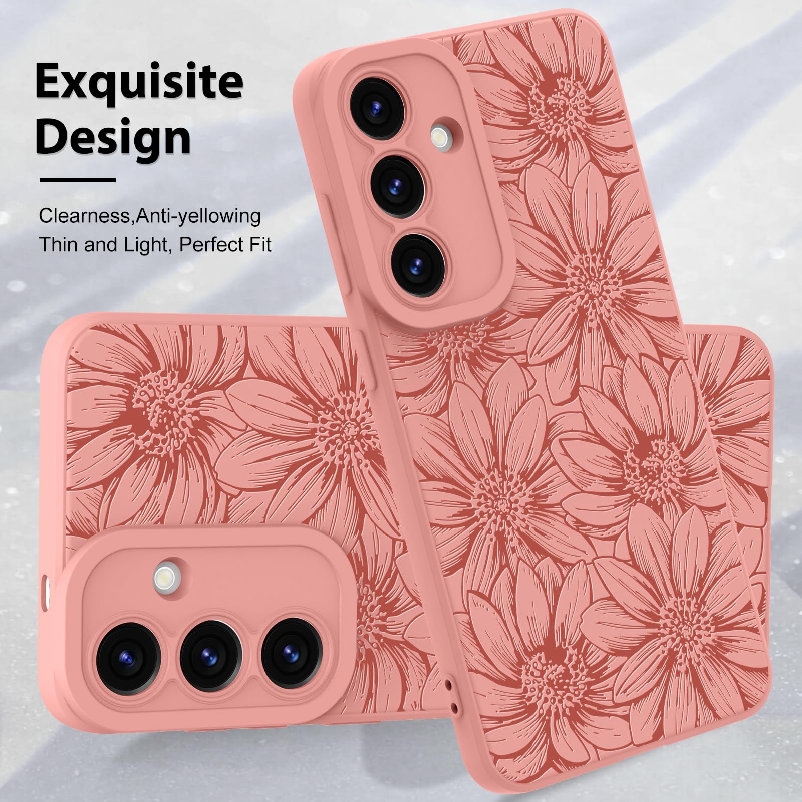Foto 4 pulgar | Funda De Silicona Mzelq Con Estampado Floral Rosa Para Samsung Galaxy S25 - Venta Internacional.
