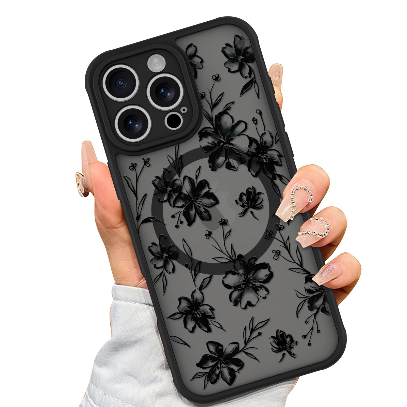 Foto 2 pulgar | Funda De Teléfono Aigomara Para Iphone 16 Pro Con Magsafe Ink Flower - Venta Internacional.