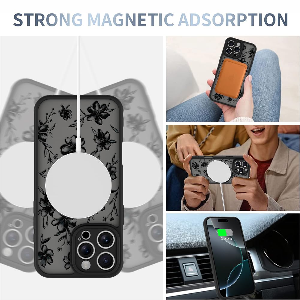 Foto 4 pulgar | Funda De Teléfono Aigomara Para Iphone 16 Pro Con Magsafe Ink Flower - Venta Internacional.