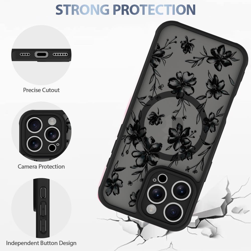 Foto 5 pulgar | Funda De Teléfono Aigomara Para Iphone 16 Pro Con Magsafe Ink Flower - Venta Internacional.