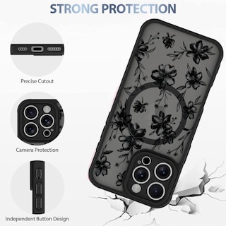 Foto 4 | Funda De Teléfono Aigomara Para Iphone 16 Pro Con Magsafe Ink Flower - Venta Internacional.