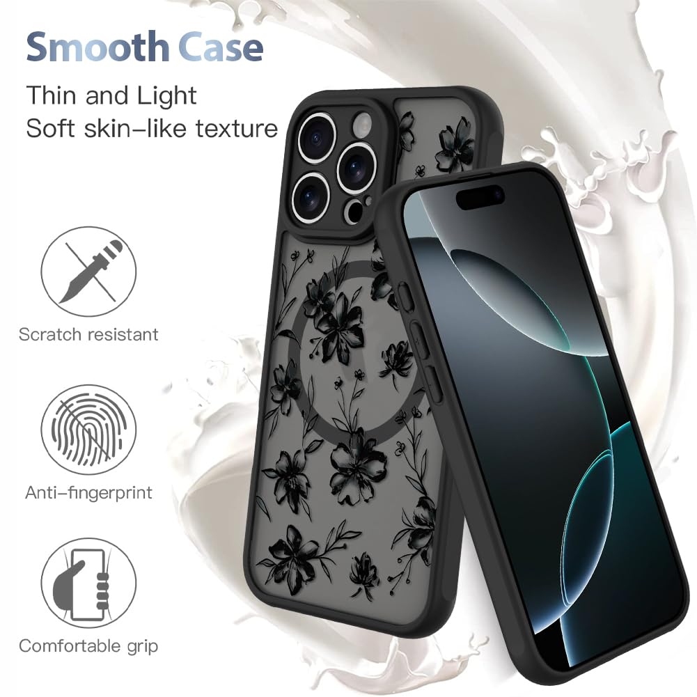 Foto 6 pulgar | Funda De Teléfono Aigomara Para Iphone 16 Pro Con Magsafe Ink Flower - Venta Internacional.