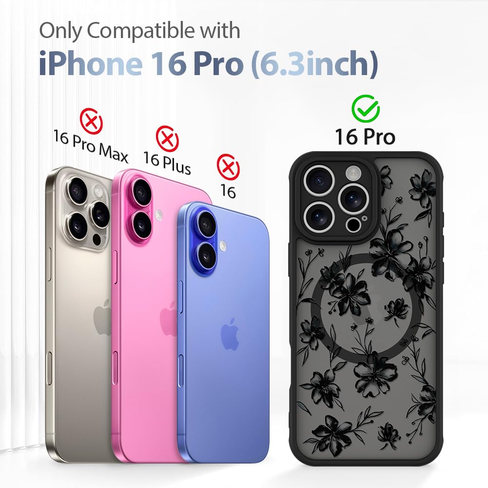 Foto 7 pulgar | Funda De Teléfono Aigomara Para Iphone 16 Pro Con Magsafe Ink Flower - Venta Internacional.