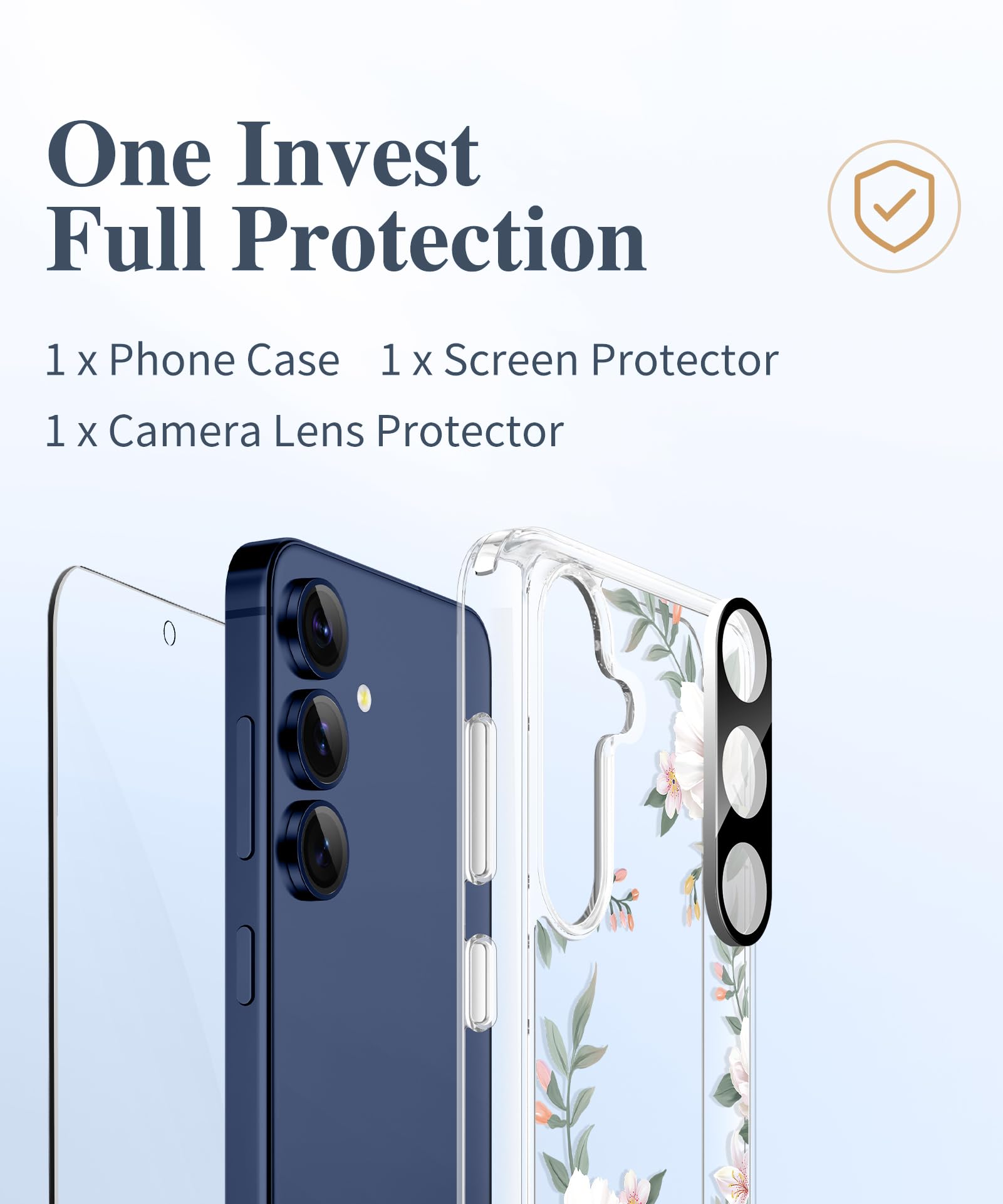Foto 7 | Funda De Teléfono Gviewin Para Samsung Galaxy S25 Con Protector De Pantalla - Venta Internacional.