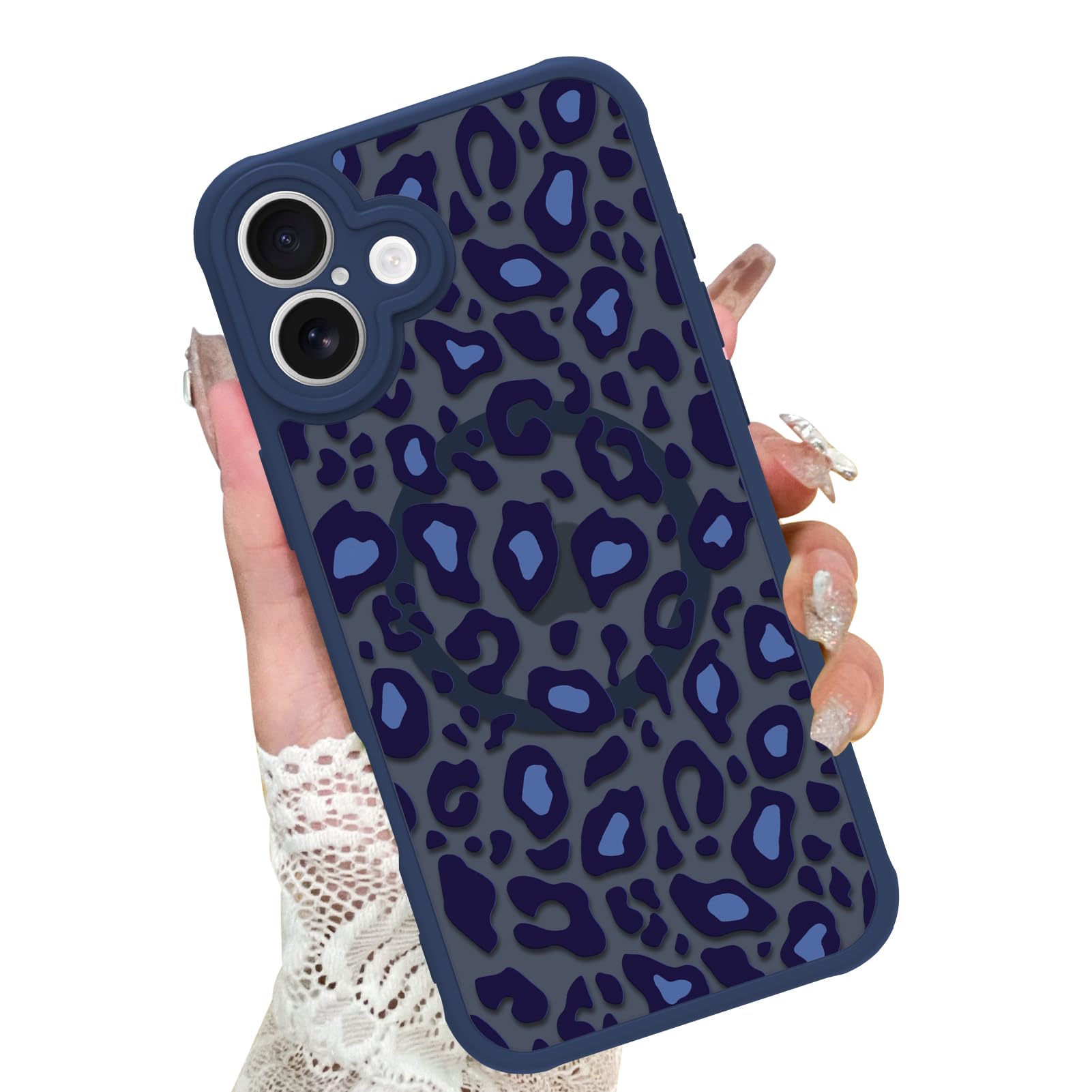 Funda Kanghar Para Iphone 16 Con Estampado De Leopardo Azul 6.1 Y Magsafe - Venta Internacional. $719