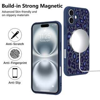Foto 5 | Funda Kanghar Para Iphone 16 Con Estampado De Leopardo Azul 6.1 Y Magsafe - Venta Internacional.