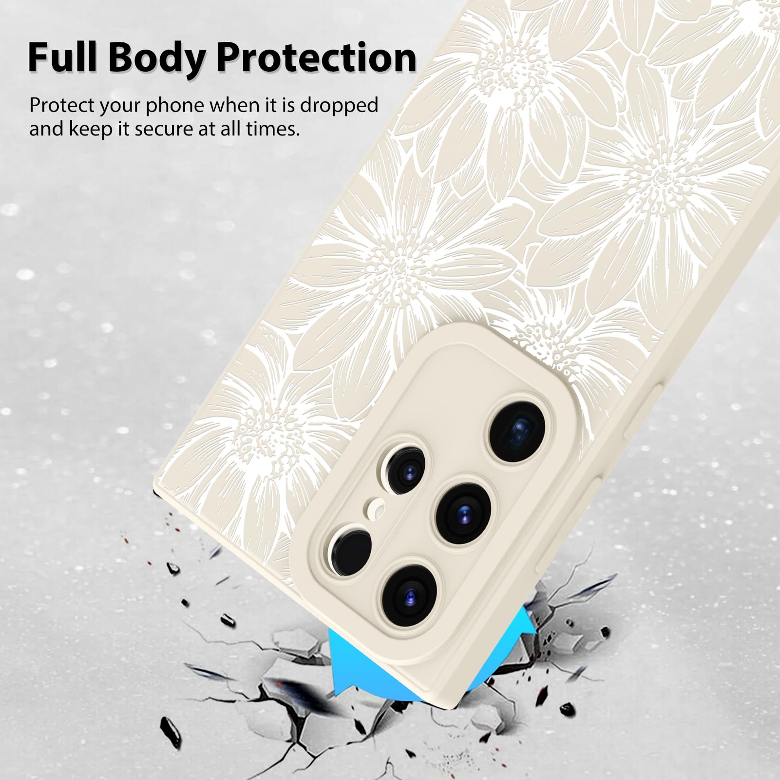 Foto 3 pulgar | Funda De Silicona Mzelq Con Estampado Floral Blanco Para Samsung Galaxy S23 Ultra - Venta Internacional.