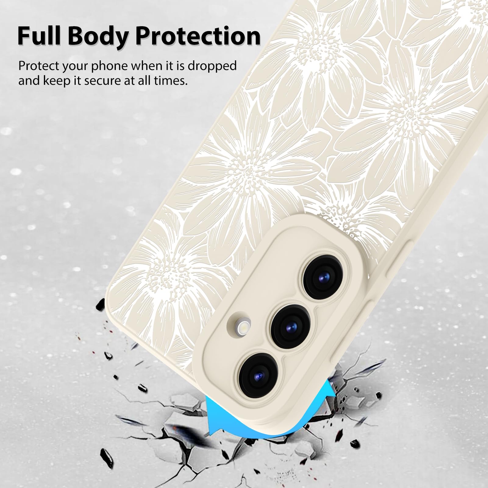 Foto 3 pulgar | Funda De Teléfono Mzelq De Silicona Blanca Con Estampado Floral Para Samsung Galaxy S25 - Venta Internacional.