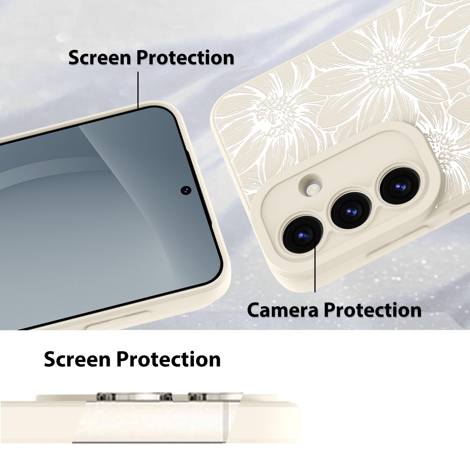 Foto 5 pulgar | Funda De Teléfono Mzelq De Silicona Blanca Con Estampado Floral Para Samsung Galaxy S25 - Venta Internacional.