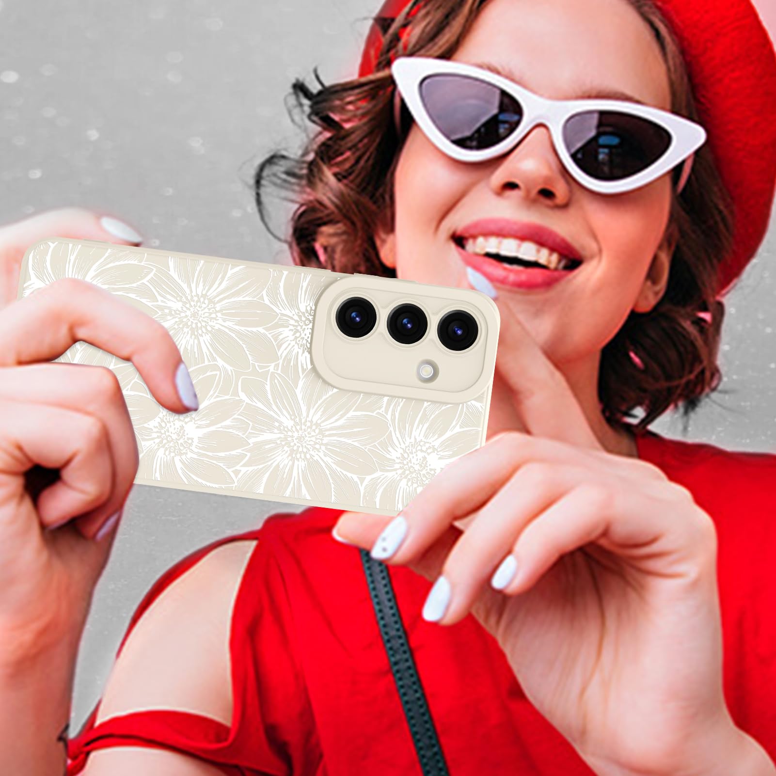 Foto 7 pulgar | Funda De Teléfono Mzelq De Silicona Blanca Con Estampado Floral Para Samsung Galaxy S25 - Venta Internacional.
