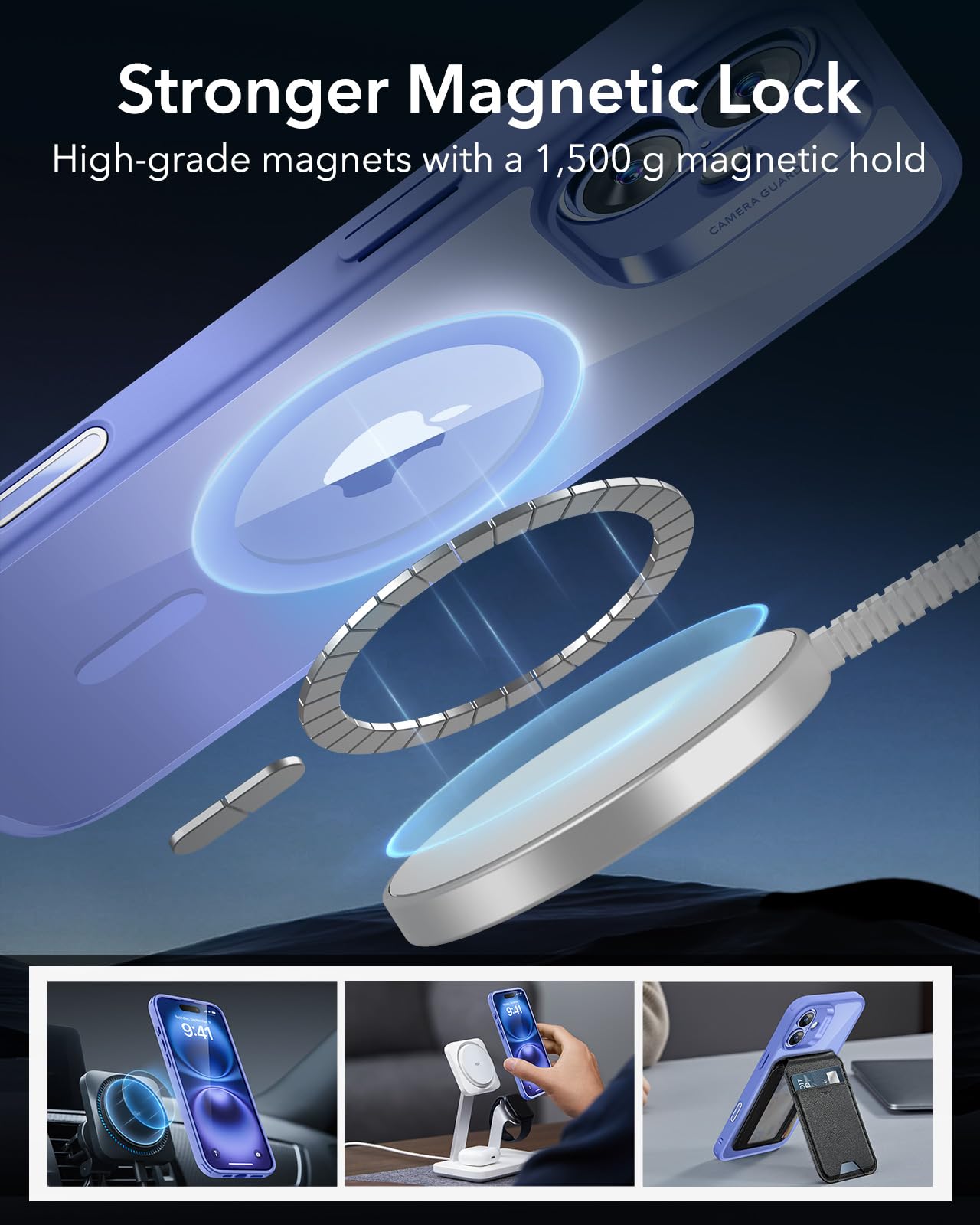 Foto 8 pulgar | Funda De Teléfono Esr Para Iphone 16 Plus Con Magsafe Clear Blue - Venta Internacional.