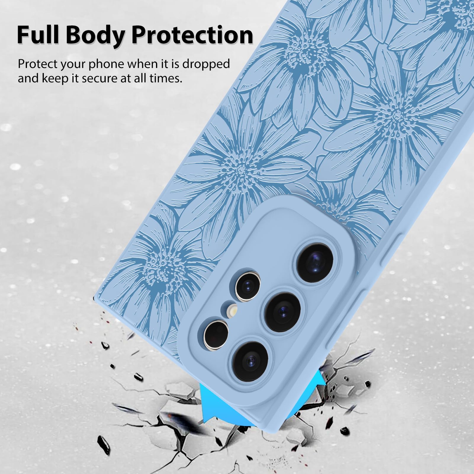 Foto 3 pulgar | Funda De Silicona Mzelq Con Estampado Floral Azul Para Samsung Galaxy S24 Ultra - Venta Internacional.