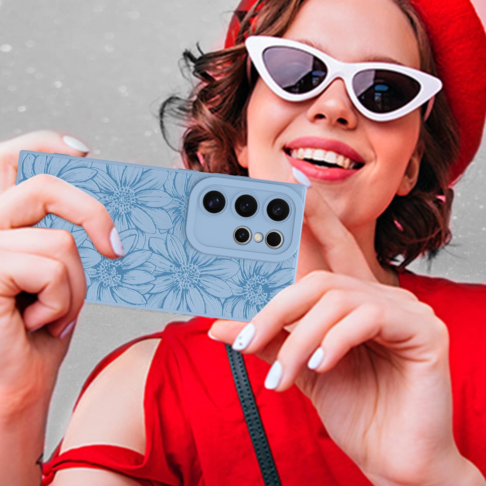 Foto 7 pulgar | Funda De Silicona Mzelq Con Estampado Floral Azul Para Samsung Galaxy S24 Ultra - Venta Internacional.