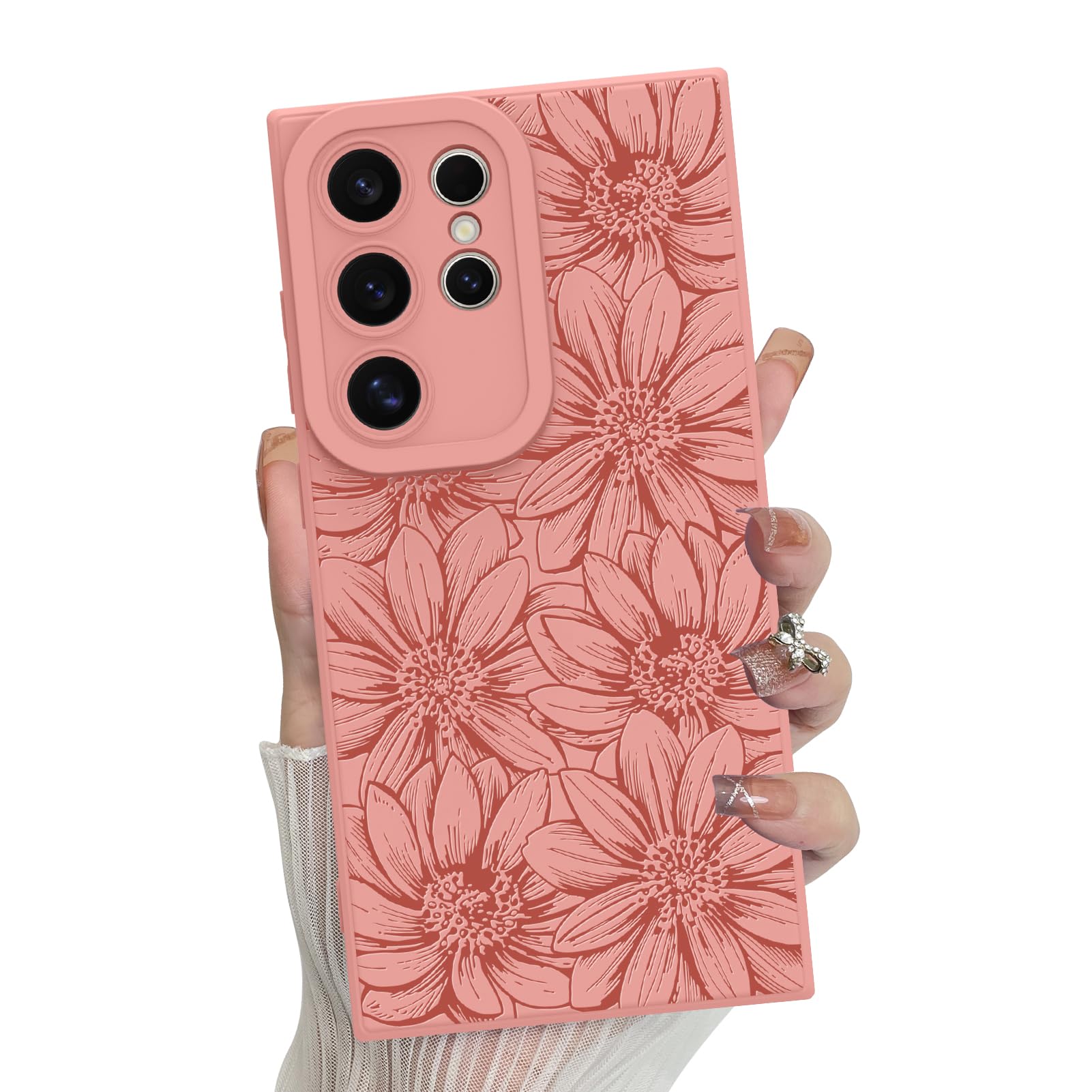 Foto 2 pulgar | Funda De Teléfono Mzelq De Silicona Con Estampado Floral Rosa Intenso Para Samsung S24 Ultra - Venta Internacional.