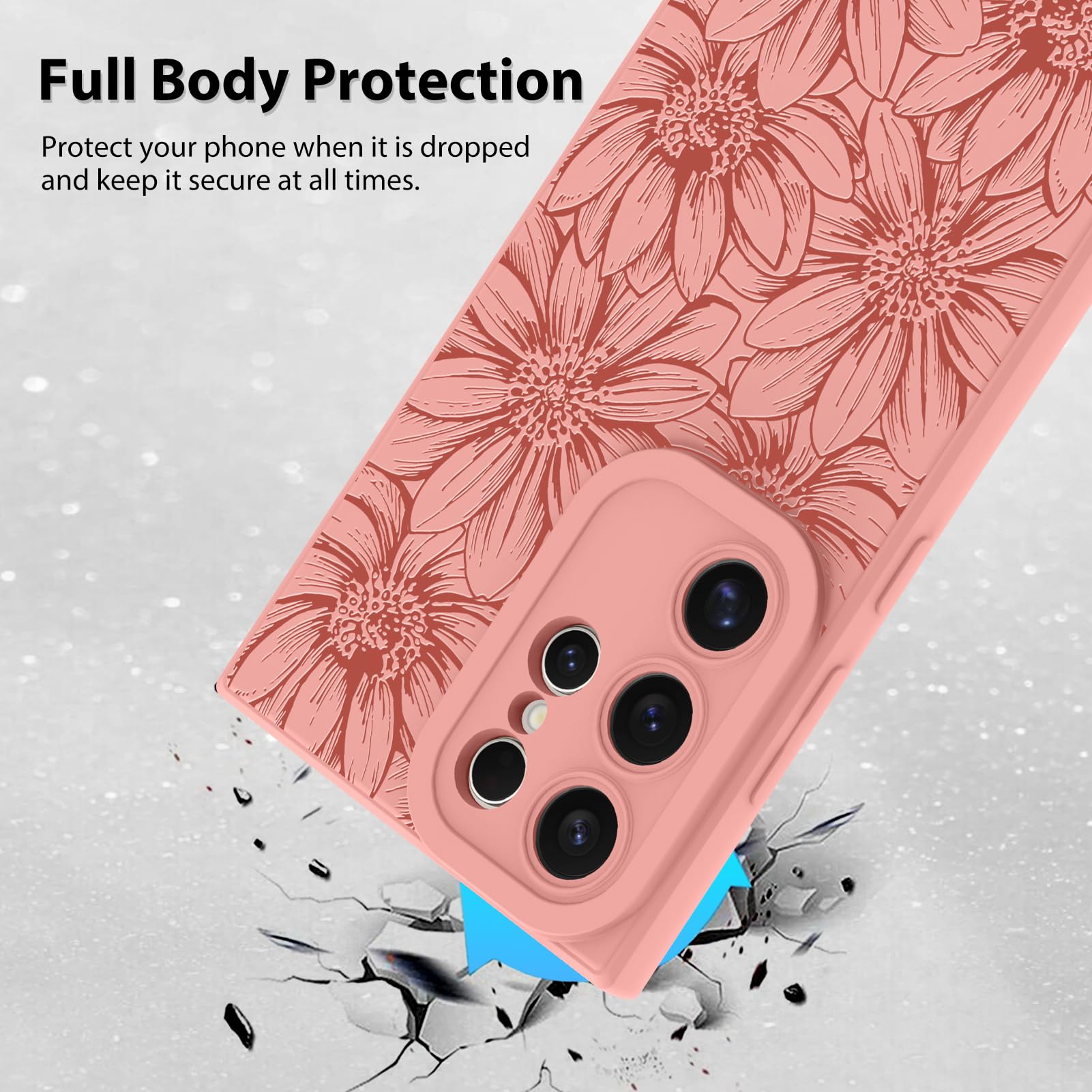 Foto 2 | Funda De Teléfono Mzelq De Silicona Con Estampado Floral Rosa Intenso Para Samsung S24 Ultra - Venta Internacional.