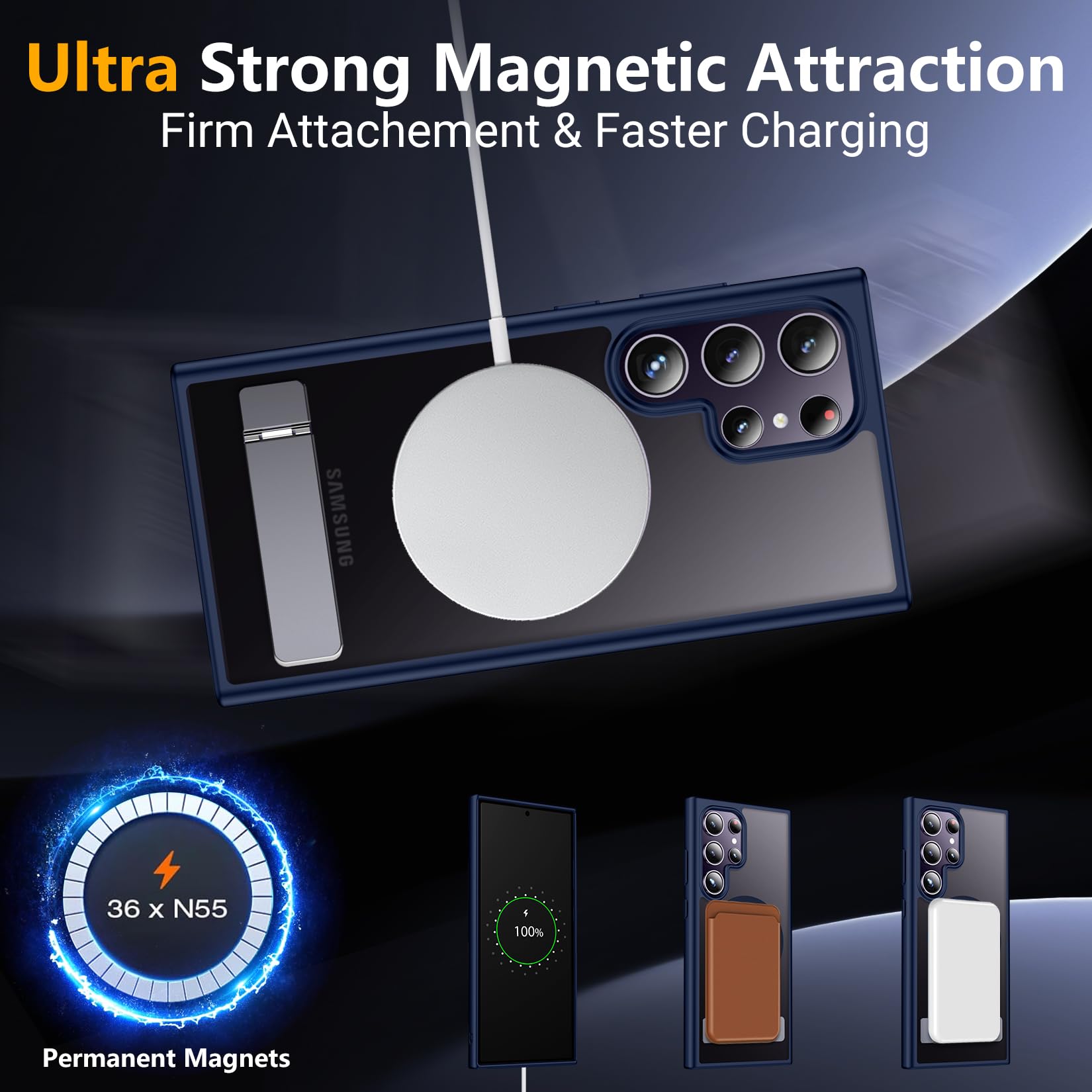 Foto 6 pulgar | Funda Magnética Spidercase Para Samsung Galaxy S24 Ultra Blue - Venta Internacional.