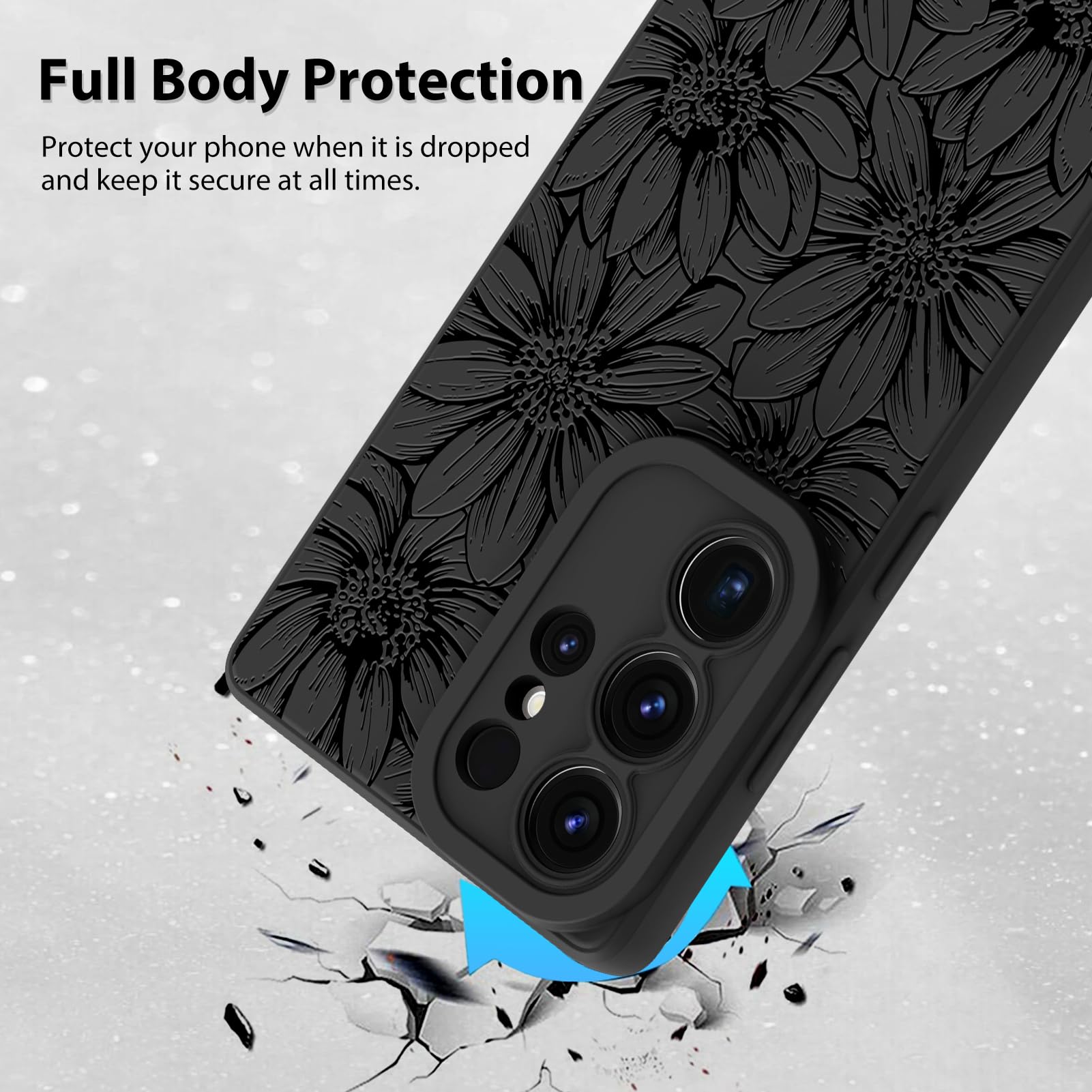 Foto 2 | Funda De Teléfono Mzelq De Silicona Negra Con Estampado Floral Para Samsung Galaxy S25 Ultra - Venta Internacional.