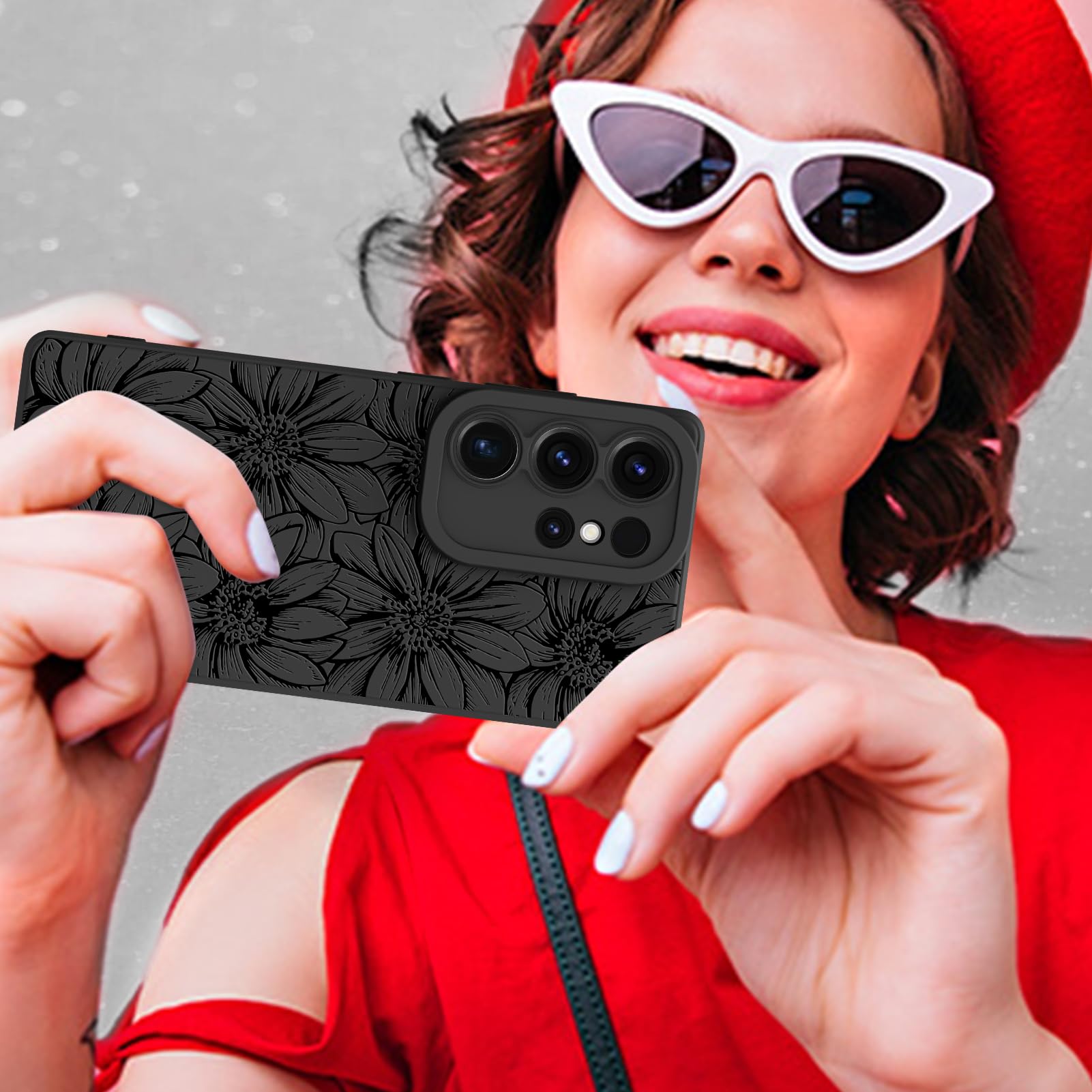 Foto 7 pulgar | Funda De Teléfono Mzelq De Silicona Negra Con Estampado Floral Para Samsung Galaxy S25 Ultra - Venta Internacional.