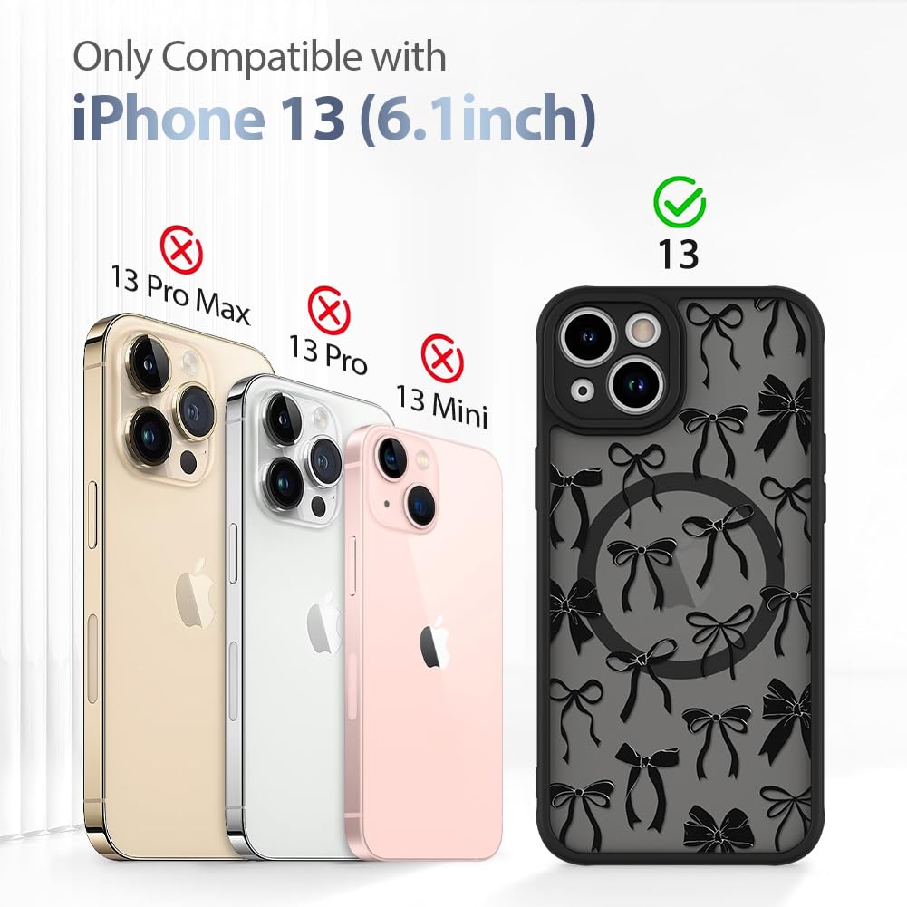 Foto 7 pulgar | Funda De Teléfono Aigomara Para Iphone 13 Con Lazo Negro Magsafe - Venta Internacional.