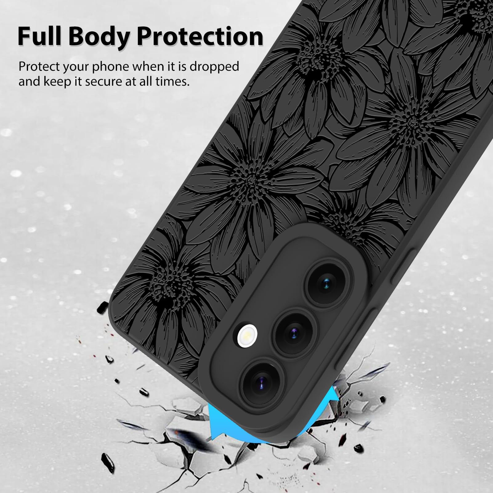 Foto 3 pulgar | Funda De Teléfono Mzelq De Silicona Negra Con Estampado Floral Para Samsung Galaxy S24 Plus - Venta Internacional.