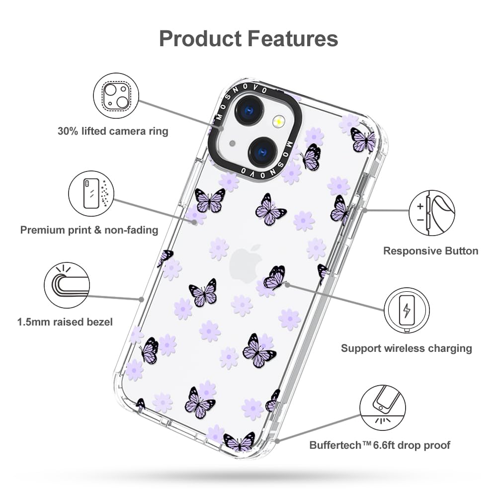 Foto 7 pulgar | Funda De Teléfono Mosnovo Para Iphone 13 Buffertech Lilac Butterfly - Venta Internacional.
