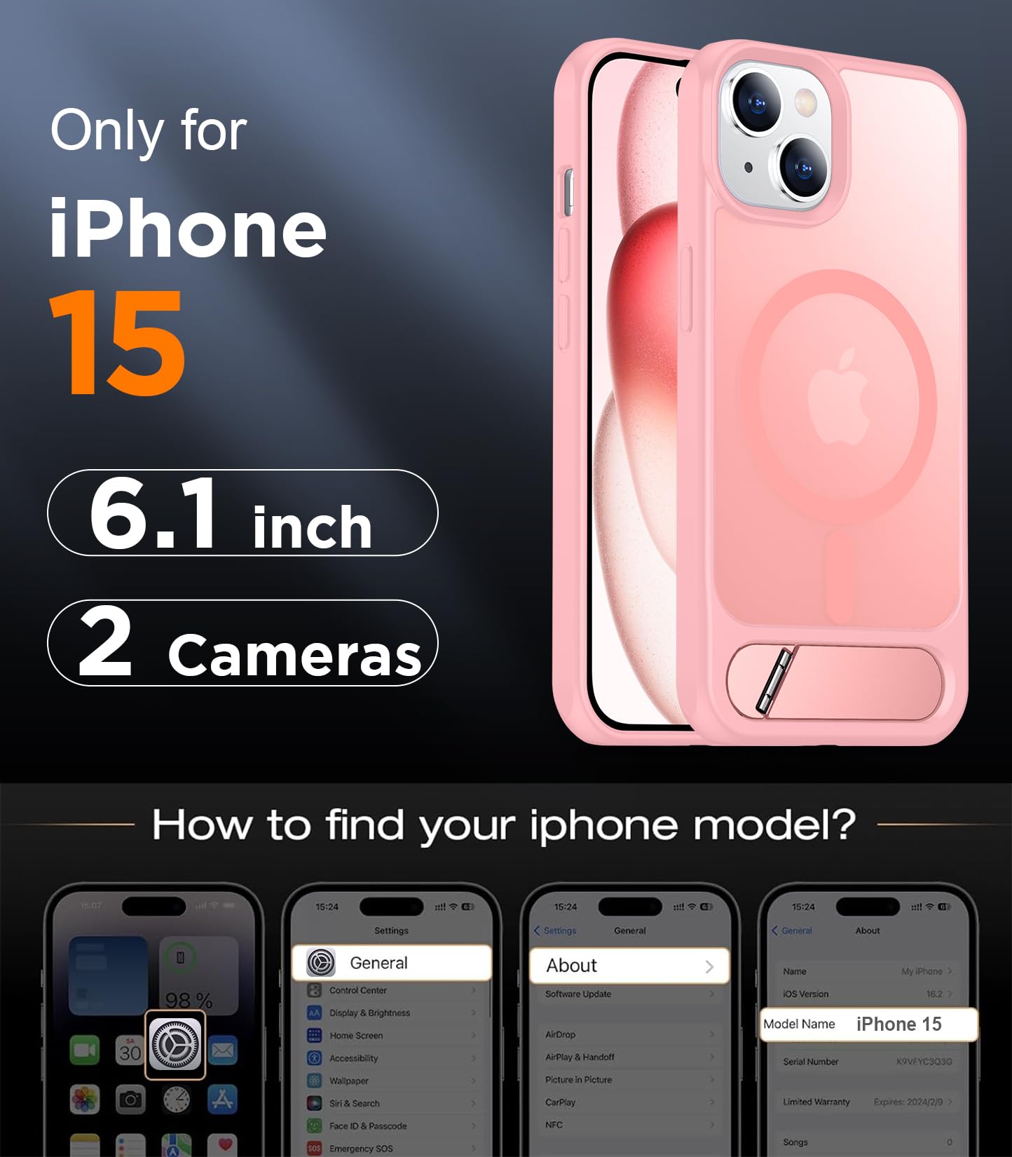 Foto 2 | Funda De Teléfono Temdan Magnetic Compatible Con Iphone 15 6.1 - Venta Internacional.