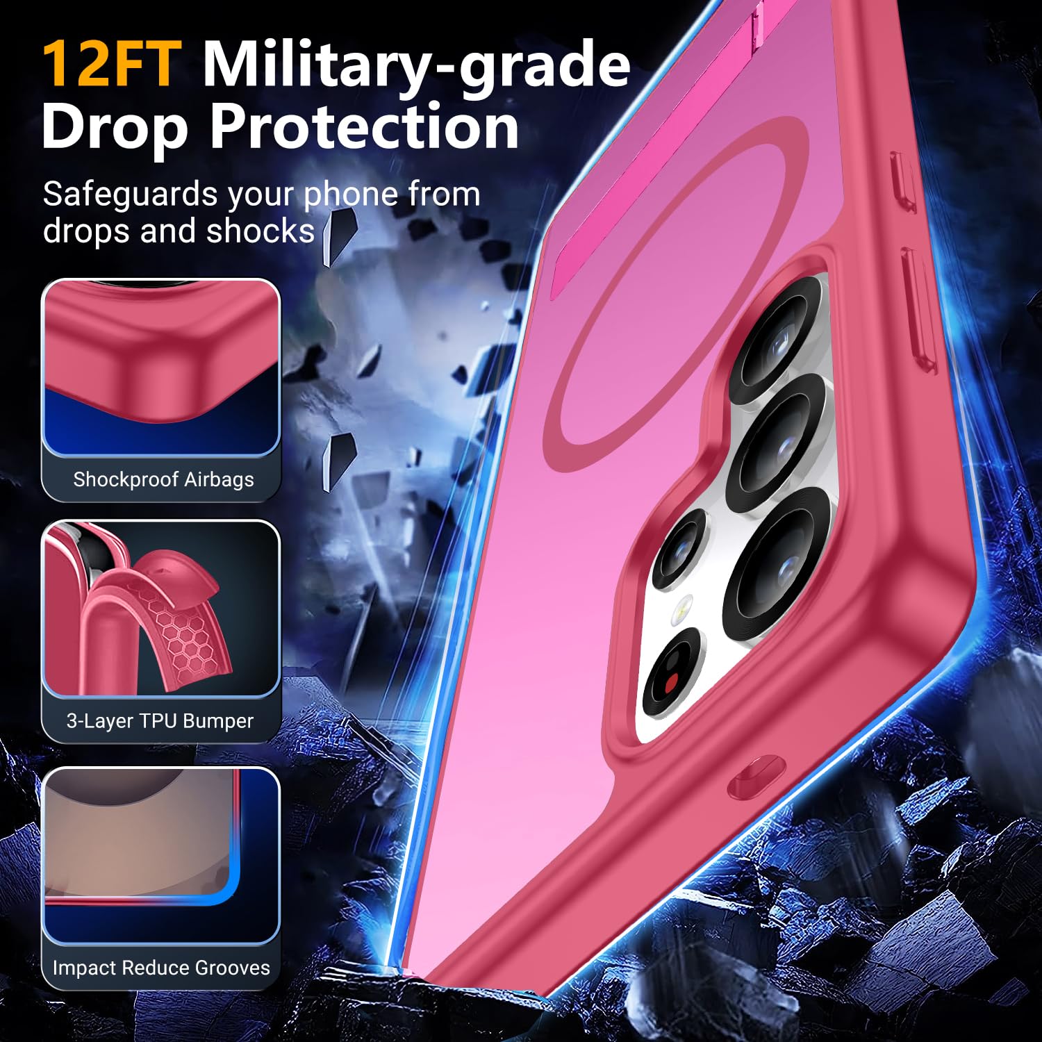 Foto 4 pulgar | Funda Magnética Spidercase Para Samsung Galaxy S25 Ultra Rose Red - Venta Internacional.
