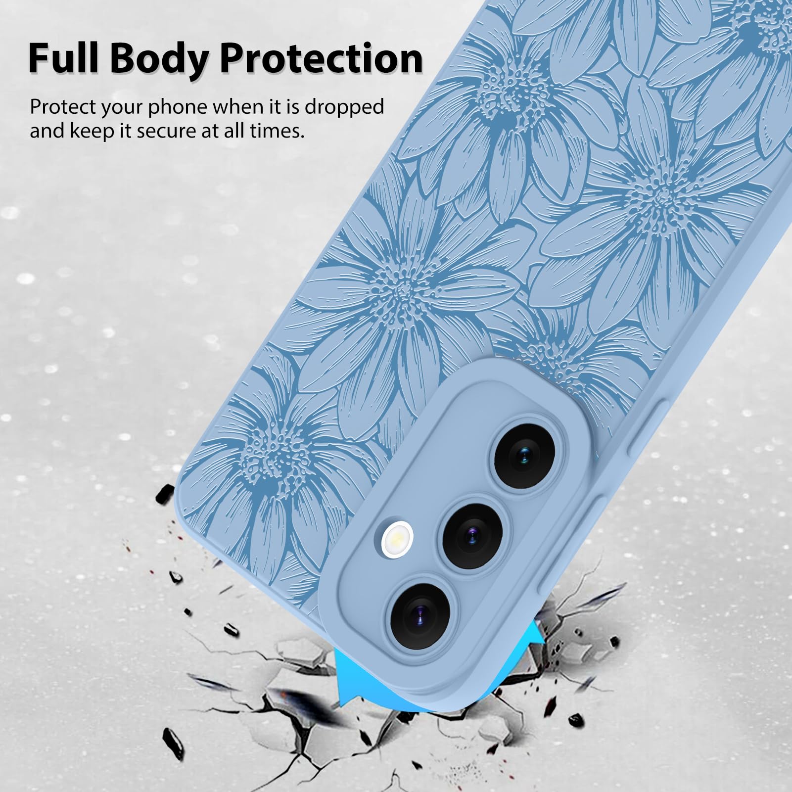 Foto 2 | Funda De Silicona Mzelq Con Estampado Floral Azul Para Samsung Galaxy S24 Fe - Venta Internacional.