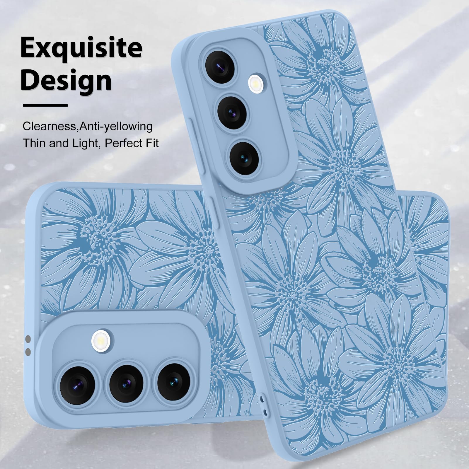 Foto 4 pulgar | Funda De Silicona Mzelq Con Estampado Floral Azul Para Samsung Galaxy S24 Fe - Venta Internacional.