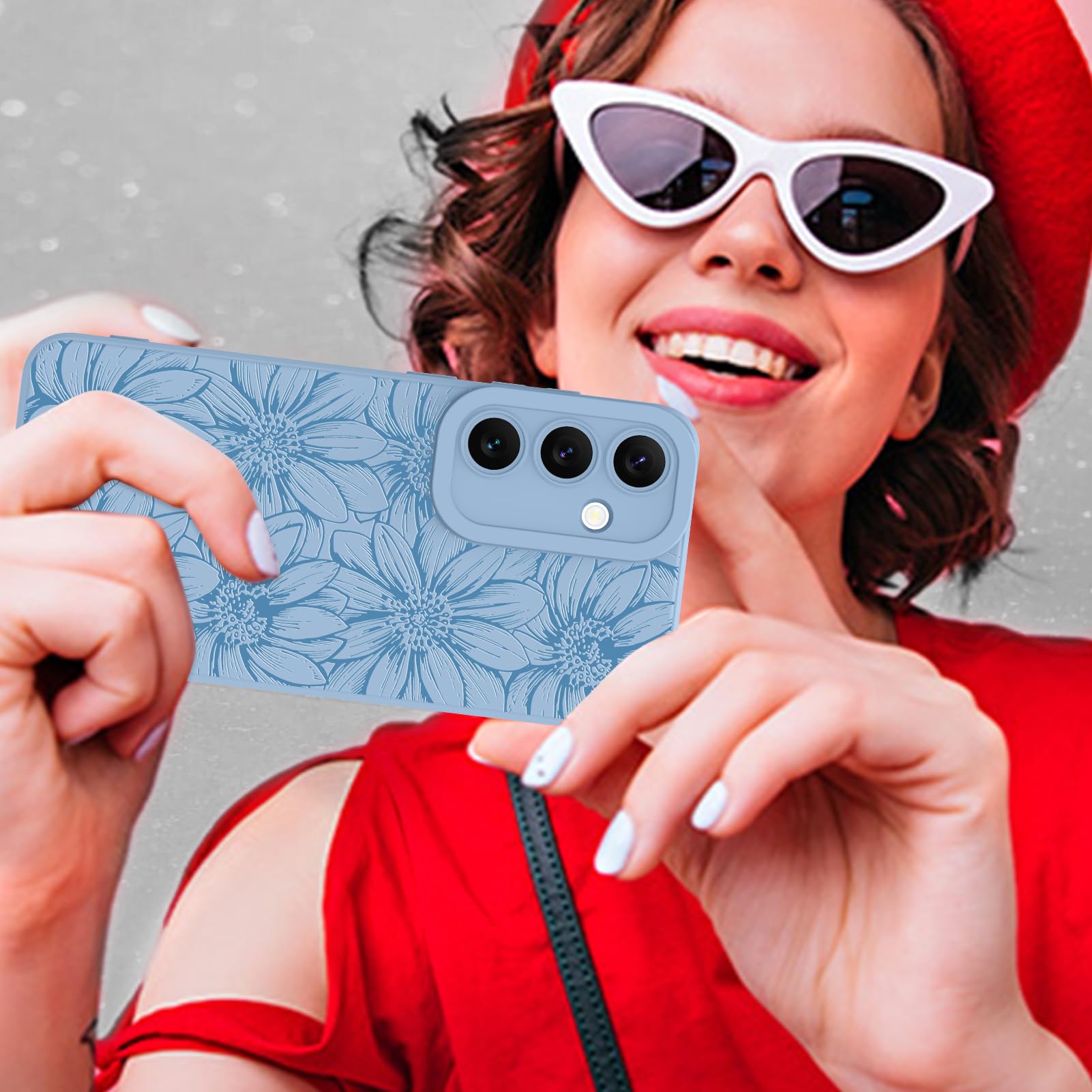 Foto 7 pulgar | Funda De Silicona Mzelq Con Estampado Floral Azul Para Samsung Galaxy S24 Fe - Venta Internacional.