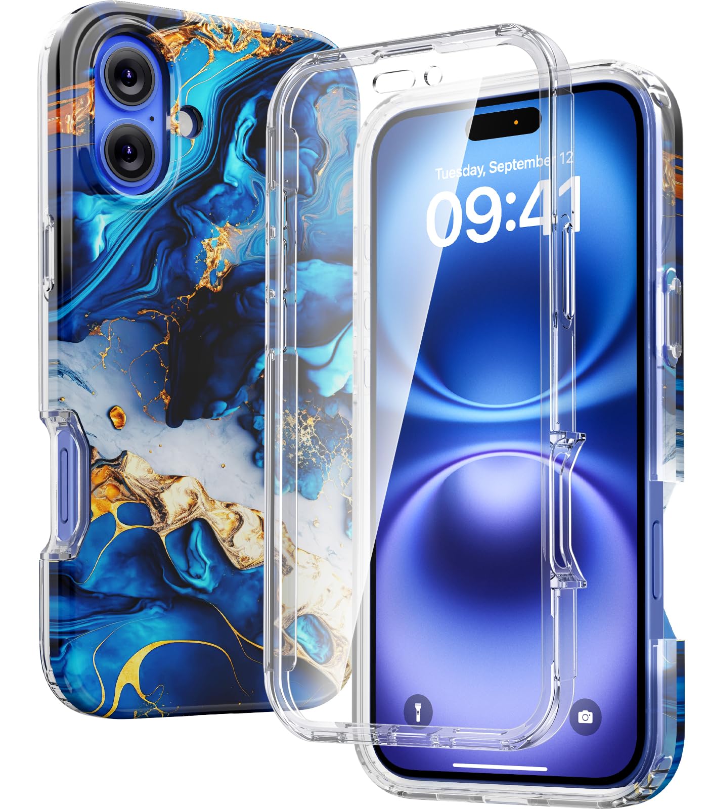 Foto 2 pulgar | Funda Para Teléfono Diaclara Diseñada Para Iphone 16 Plus, Color Azul Agua - Venta Internacional.