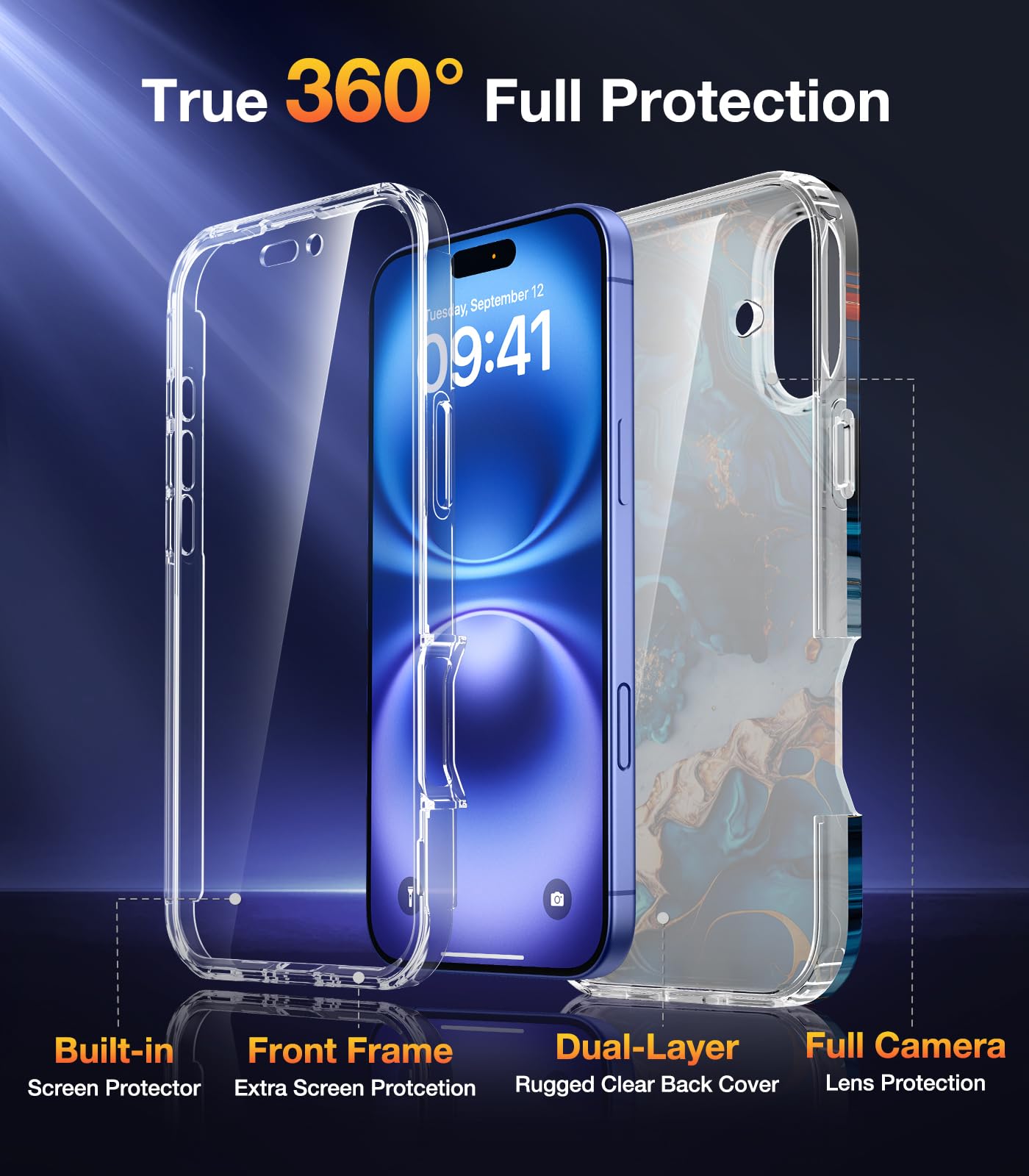 Foto 2 | Funda Para Teléfono Diaclara Diseñada Para Iphone 16 Plus, Color Azul Agua - Venta Internacional.