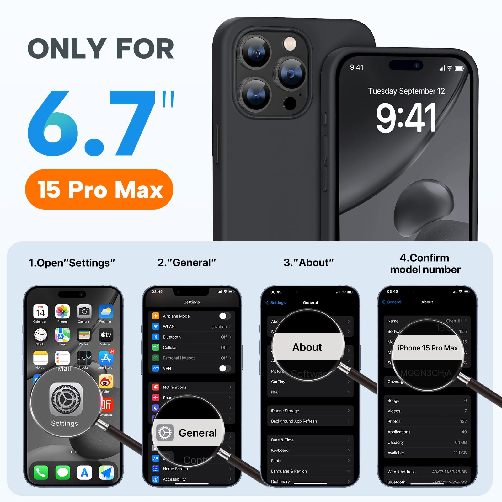 Foto 7 pulgar | Funda Miracase Para Iphone 15 Pro Max Con 2 Protectores De Pantalla - Venta Internacional.