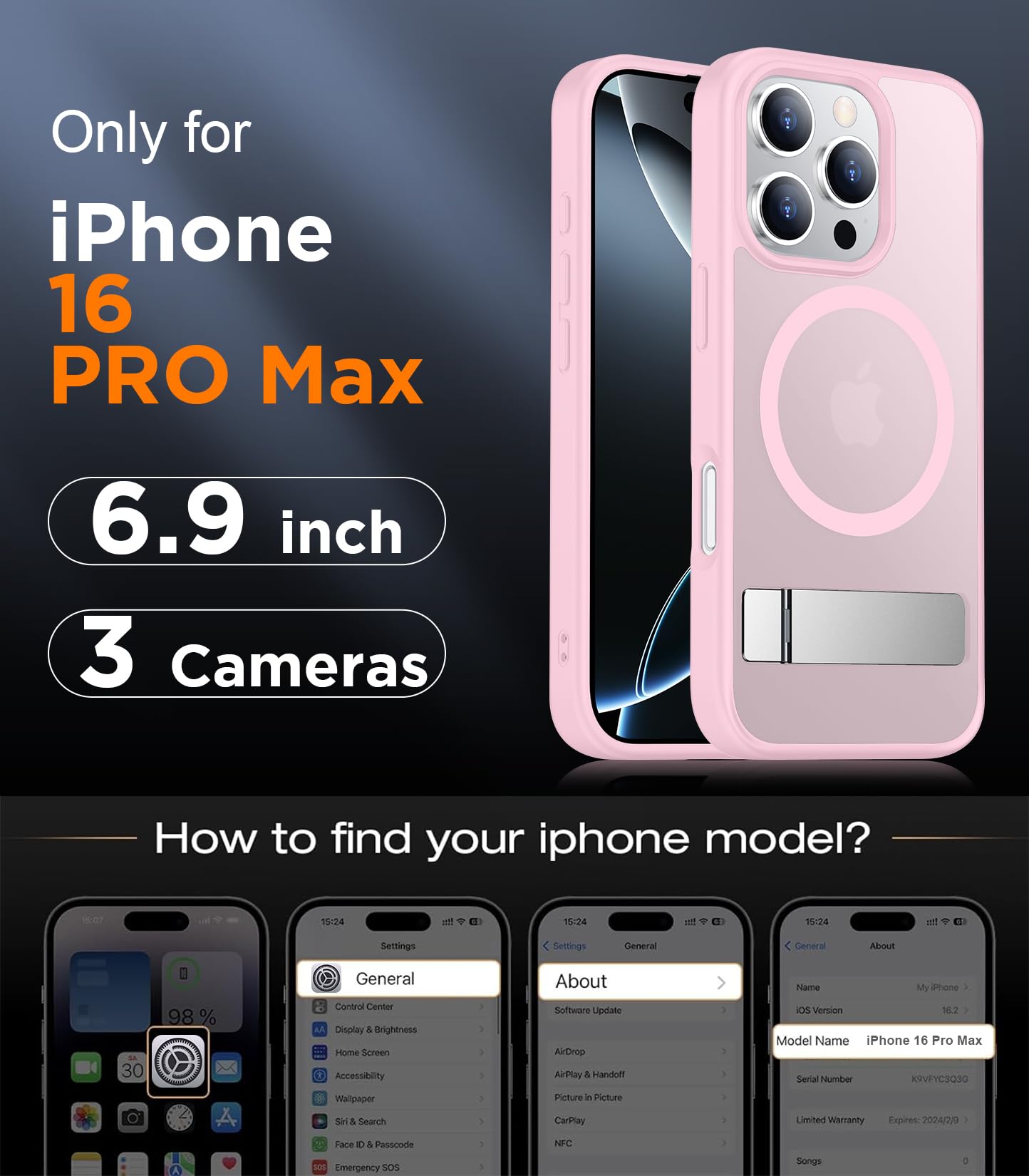 Foto 3 pulgar | Funda De Teléfono Temdan Magnetic Compatible Con Iphone 16 Pro Max - Venta Internacional.