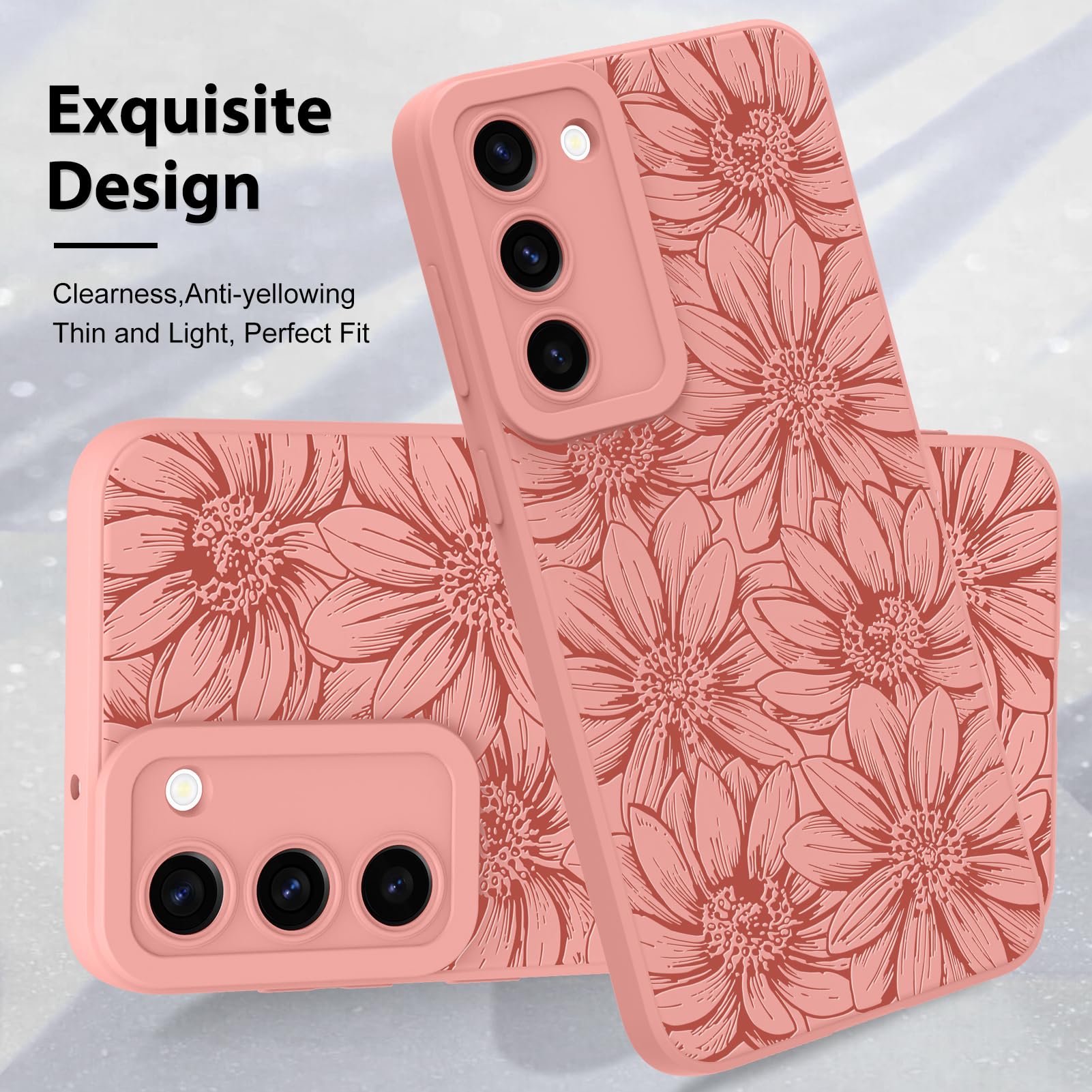 Foto 3 | Funda De Silicona Mzelq Con Estampado Floral Rosa Para Samsung Galaxy S23 Plus - Venta Internacional.