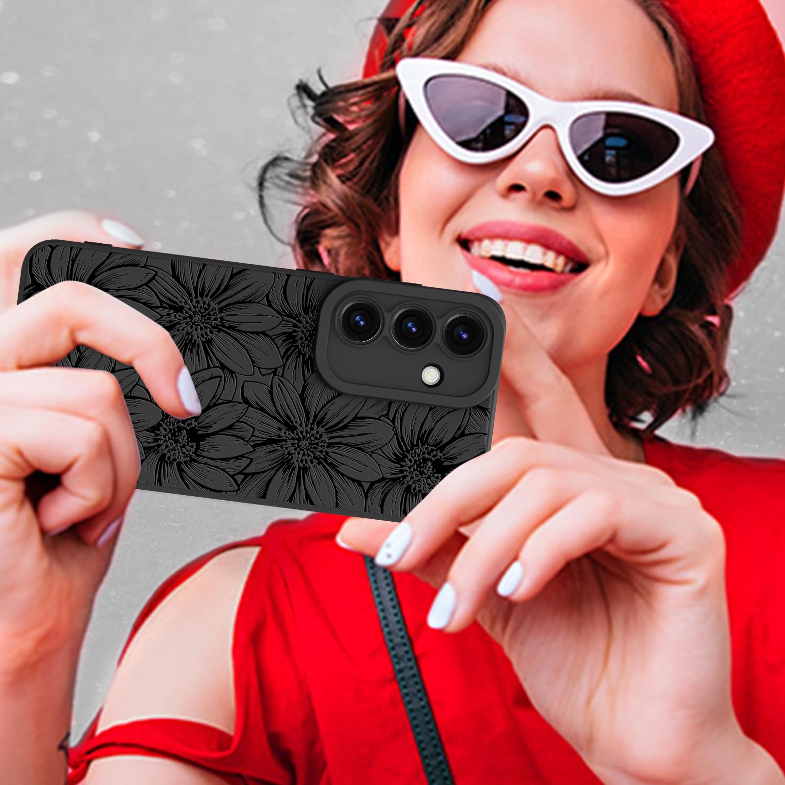 Foto 7 pulgar | Funda De Teléfono Mzelq De Silicona Negra Con Estampado Floral Para Samsung Galaxy S25 - Venta Internacional.