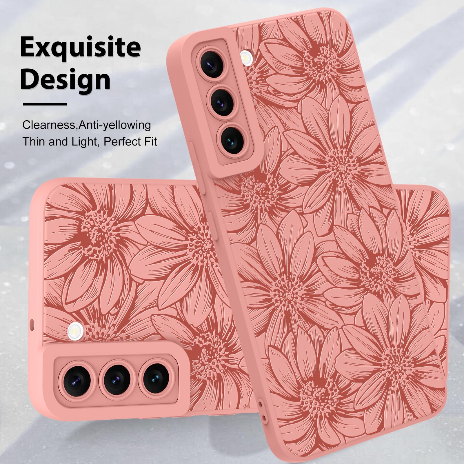 Foto 3 | Funda De Silicona Mzelq Con Estampado Floral Rosa Para Samsung Galaxy S22 - Venta Internacional.