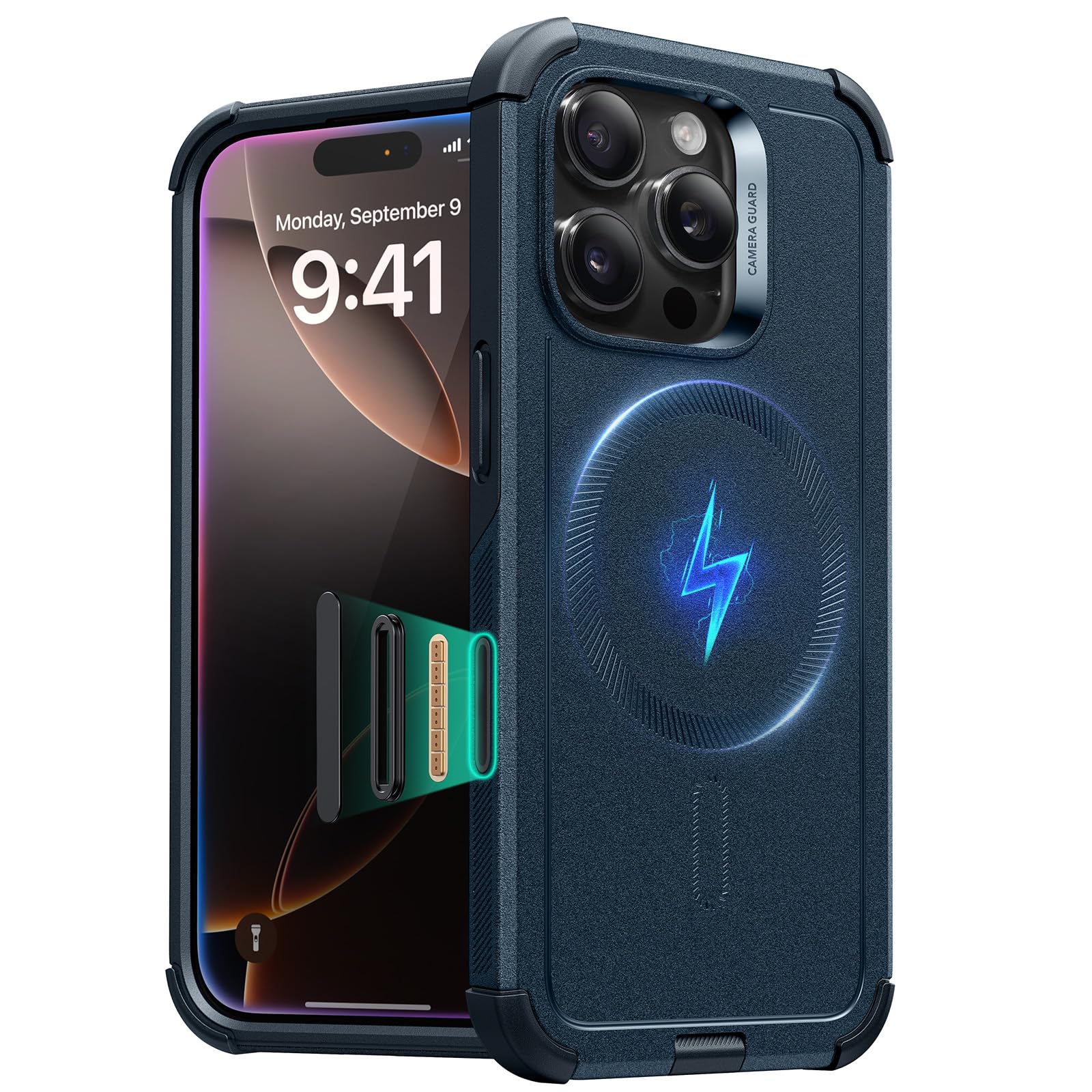 Foto 2 pulgar | Funda De Teléfono Esr Cyber Series Para Iphone 16 Pro, Color Azul Marino - Venta Internacional.