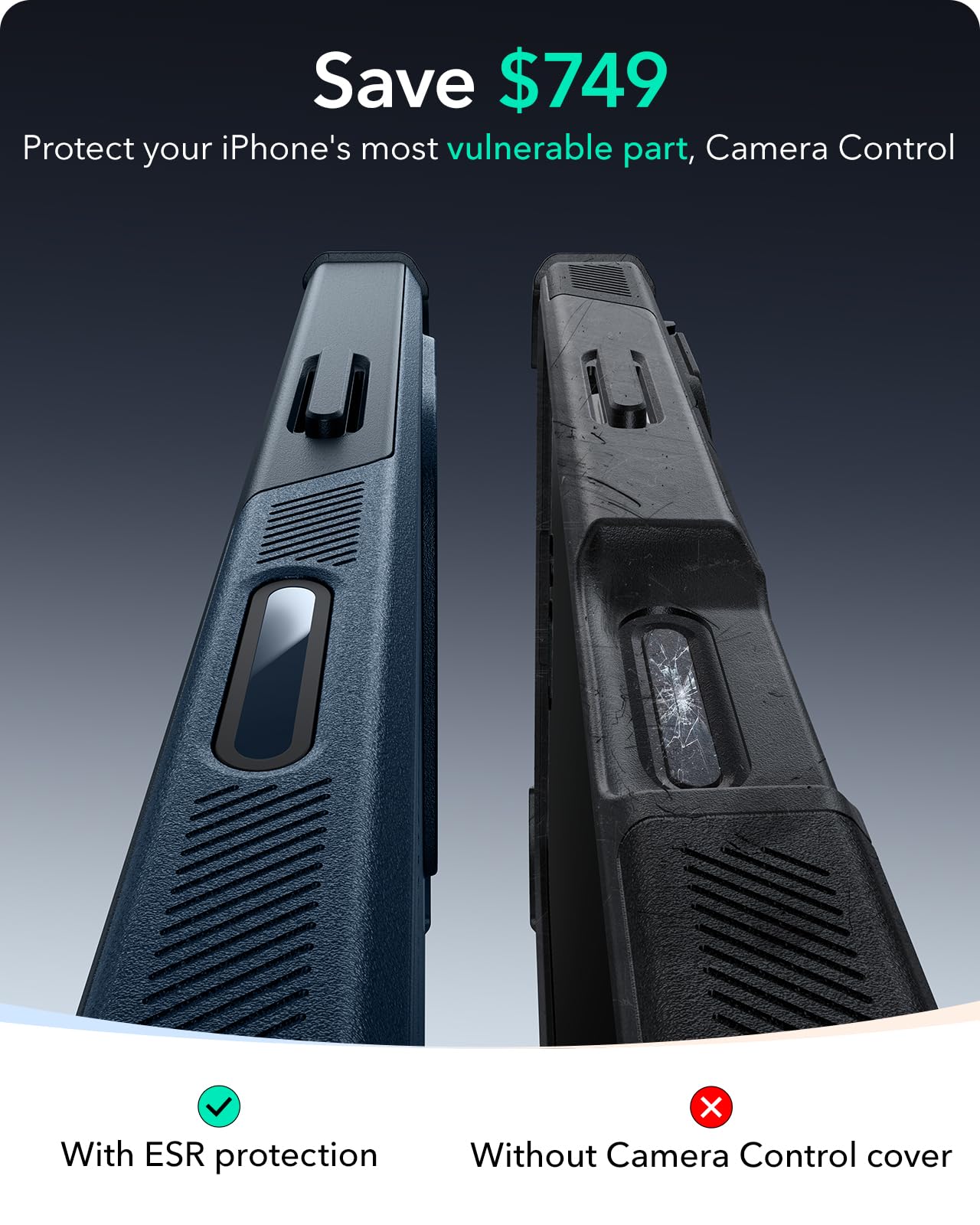 Foto 4 pulgar | Funda De Teléfono Esr Cyber Series Para Iphone 16 Pro, Color Azul Marino - Venta Internacional.