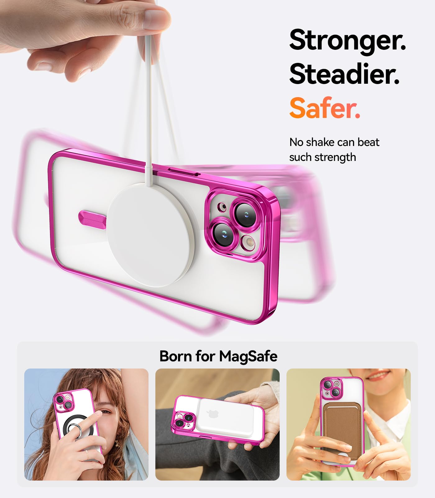 Foto 6 | Funda De Teléfono Meifigno Diseñada Para Iphone 15, Color Rosa Intenso - Venta Internacional.