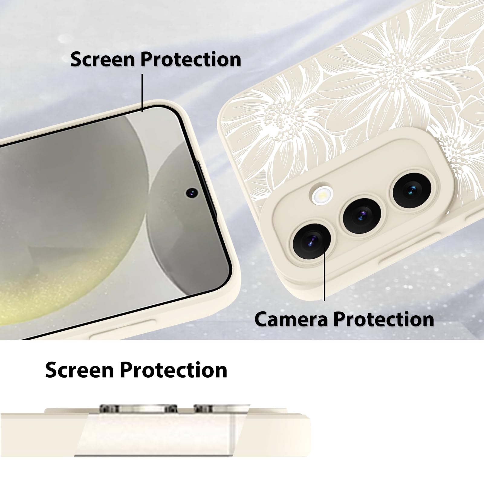 Foto 5 pulgar | Funda De Teléfono Mzelq De Silicona Blanca Con Estampado Floral Para Samsung Galaxy S24 - Venta Internacional.