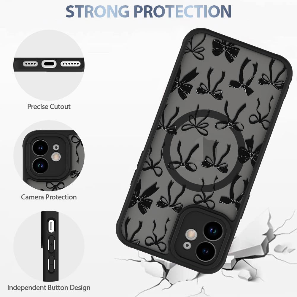 Foto 5 pulgar | Funda De Teléfono Aigomara Para Iphone 11 Con Lazo Negro Magsafe - Venta Internacional.