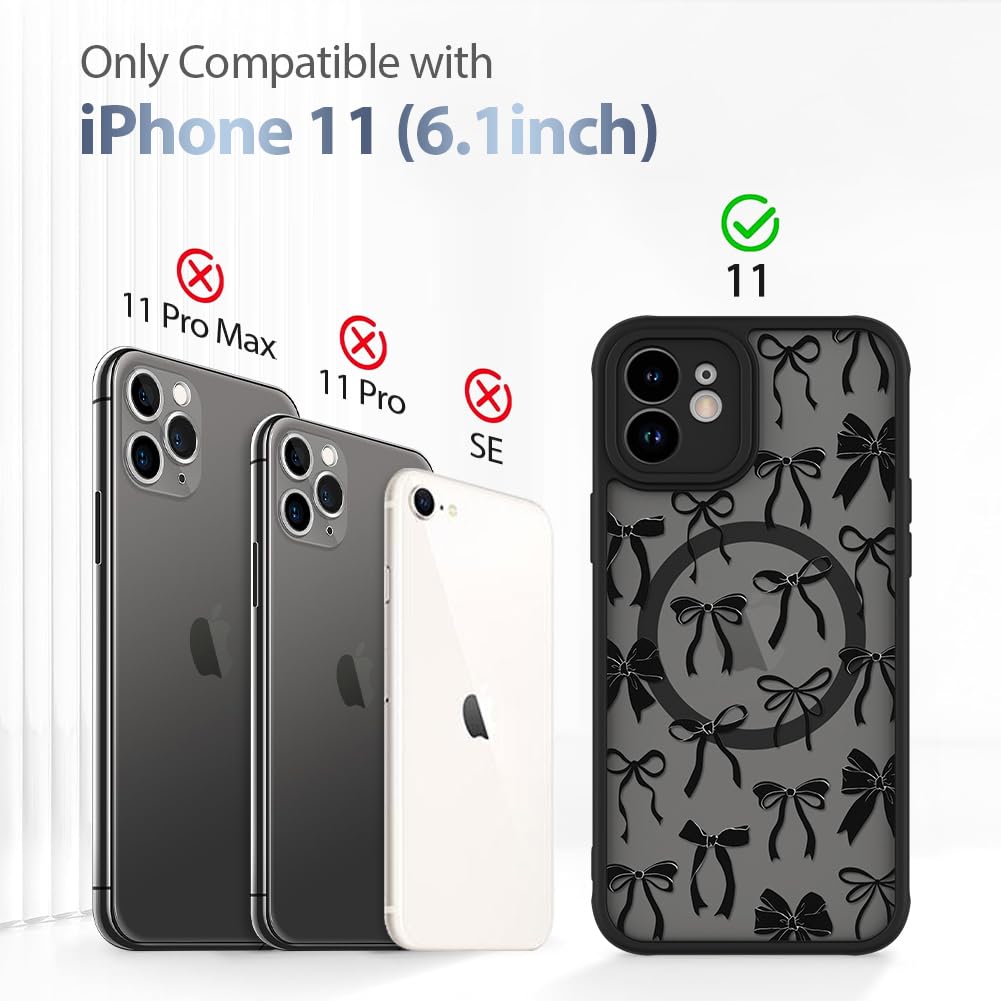 Foto 7 pulgar | Funda De Teléfono Aigomara Para Iphone 11 Con Lazo Negro Magsafe - Venta Internacional.