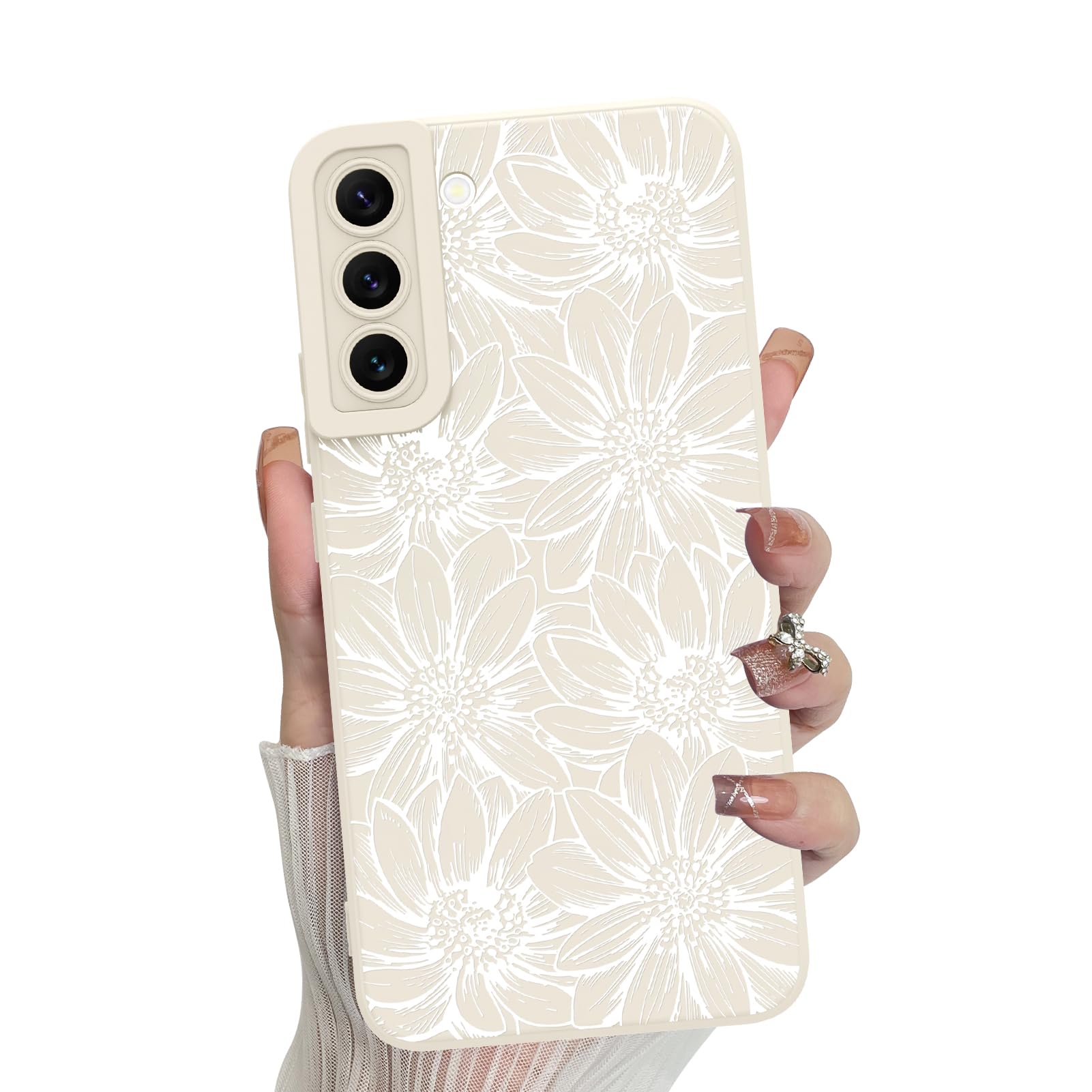 Foto 2 pulgar | Funda De Teléfono Mzelq De Silicona Blanca Con Estampado Floral Para Samsung Galaxy S22 - Venta Internacional.