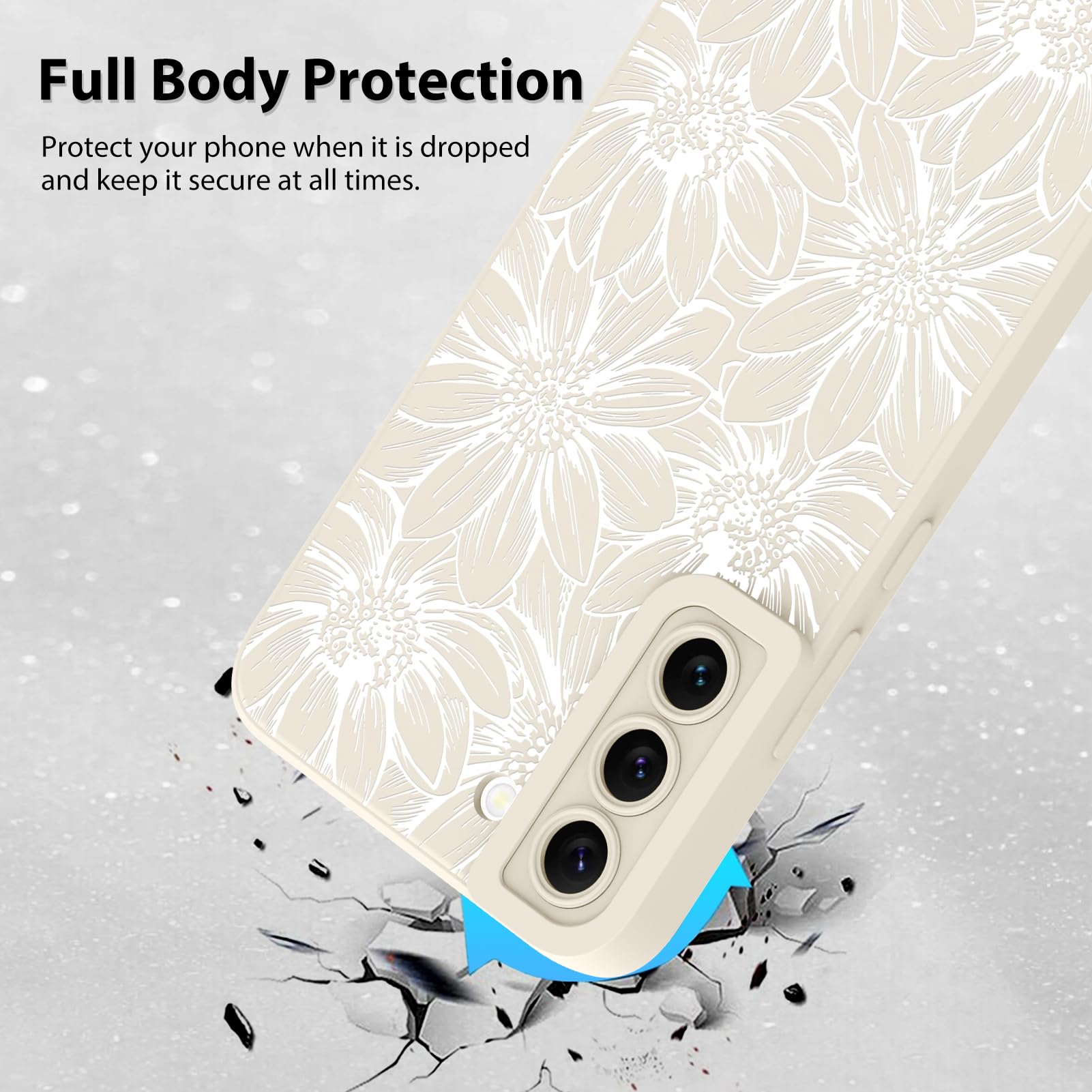 Foto 3 pulgar | Funda De Teléfono Mzelq De Silicona Blanca Con Estampado Floral Para Samsung Galaxy S22 - Venta Internacional.
