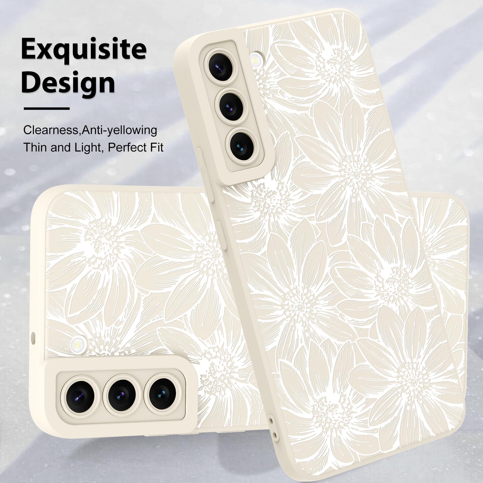 Foto 4 pulgar | Funda De Teléfono Mzelq De Silicona Blanca Con Estampado Floral Para Samsung Galaxy S22 - Venta Internacional.