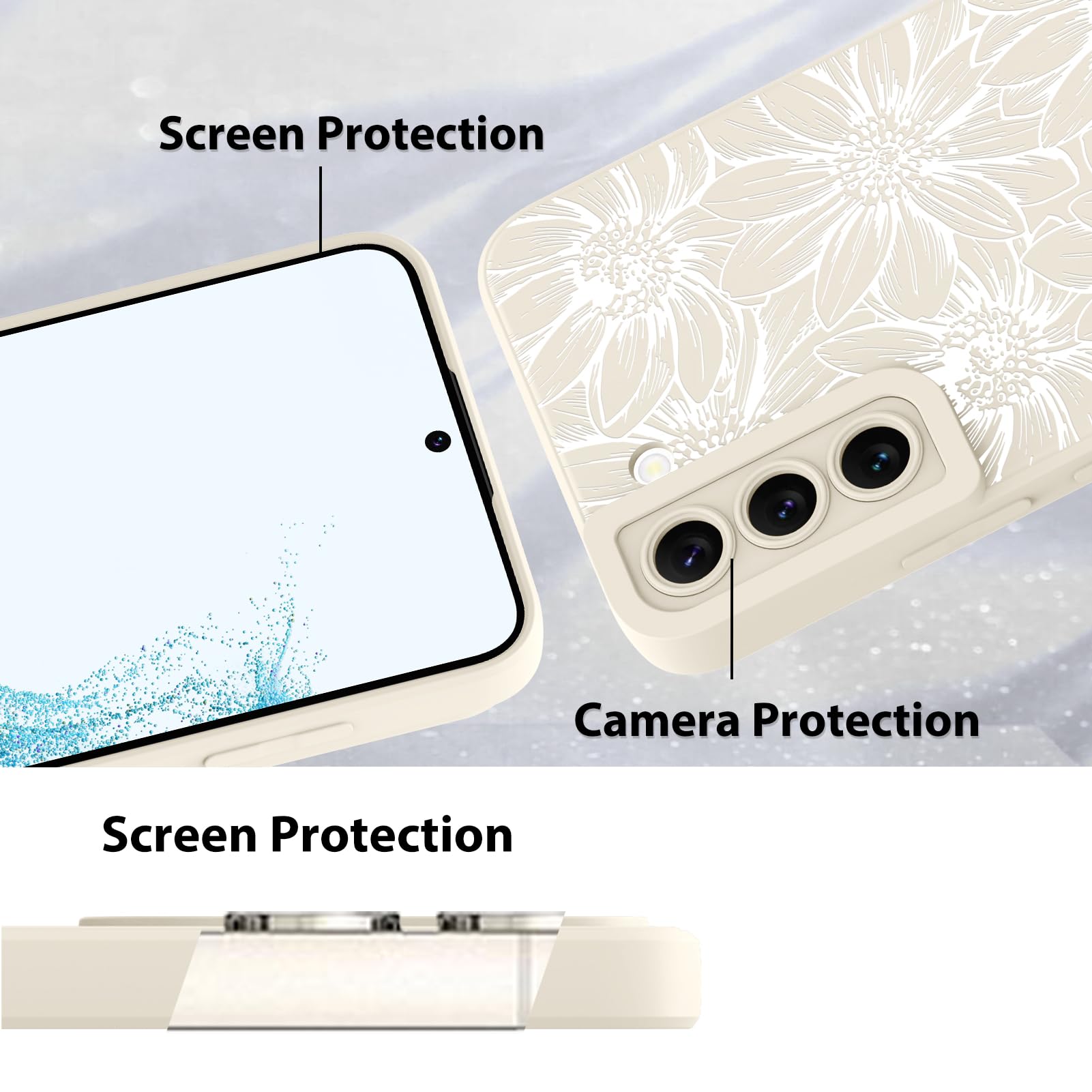 Foto 5 pulgar | Funda De Teléfono Mzelq De Silicona Blanca Con Estampado Floral Para Samsung Galaxy S22 - Venta Internacional.