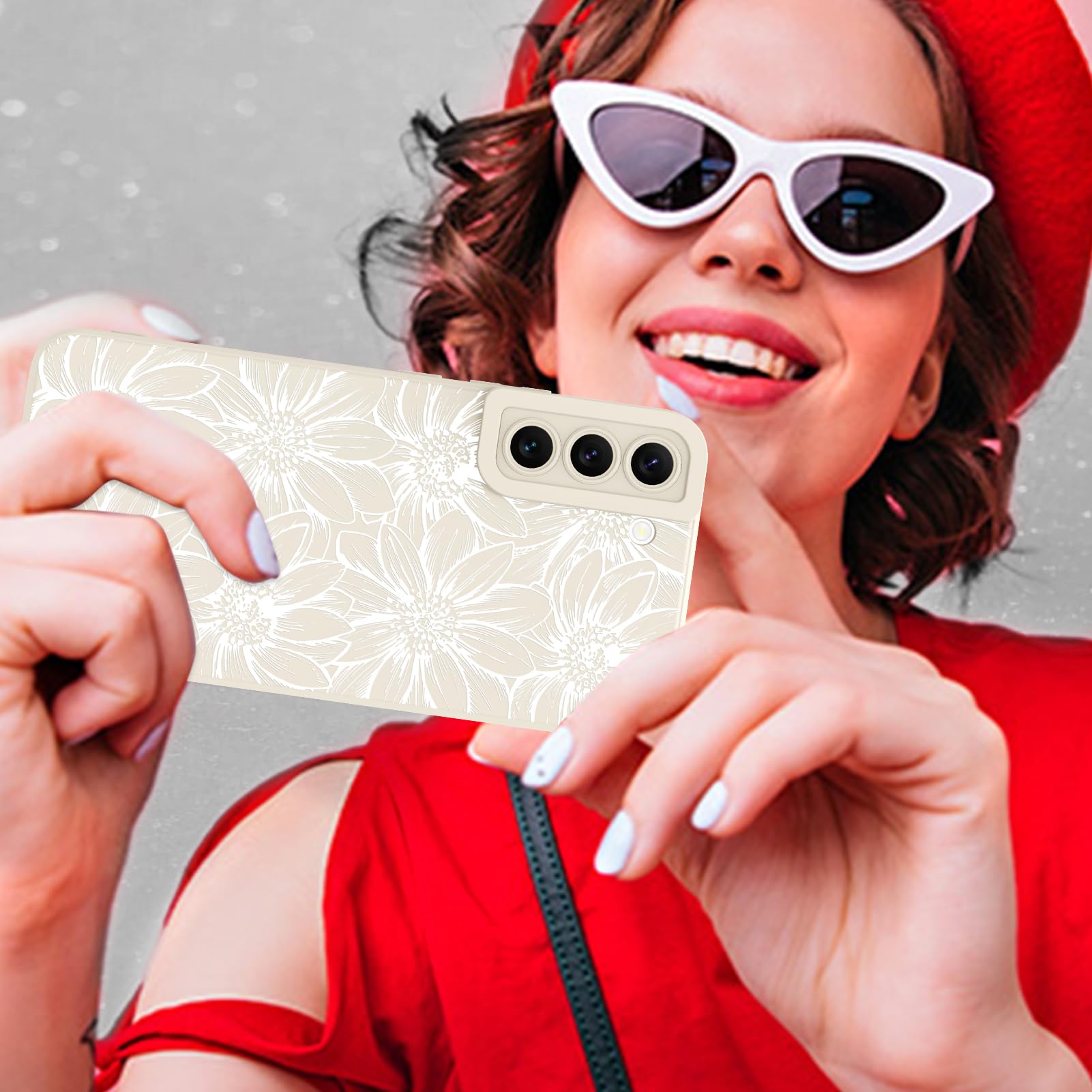 Foto 7 pulgar | Funda De Teléfono Mzelq De Silicona Blanca Con Estampado Floral Para Samsung Galaxy S22 - Venta Internacional.